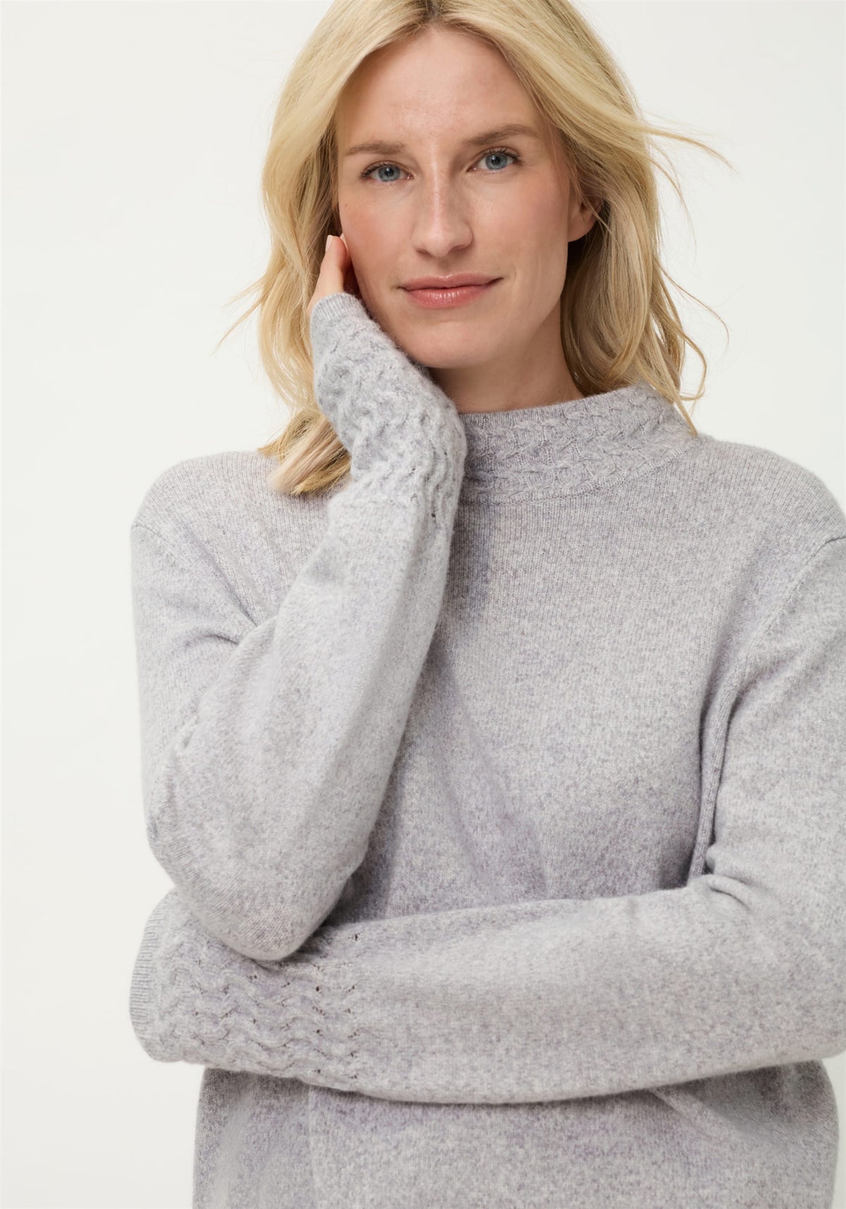 Melange Knit Mock Neck