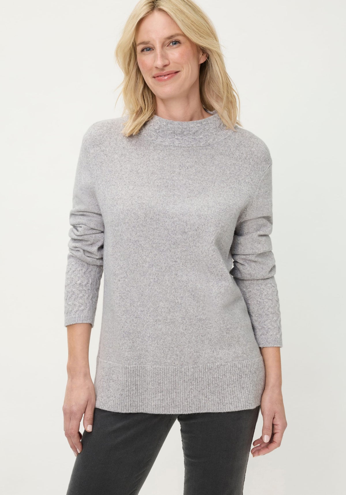 Melange Knit Mock Neck