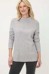 Melange Knit Mock Neck