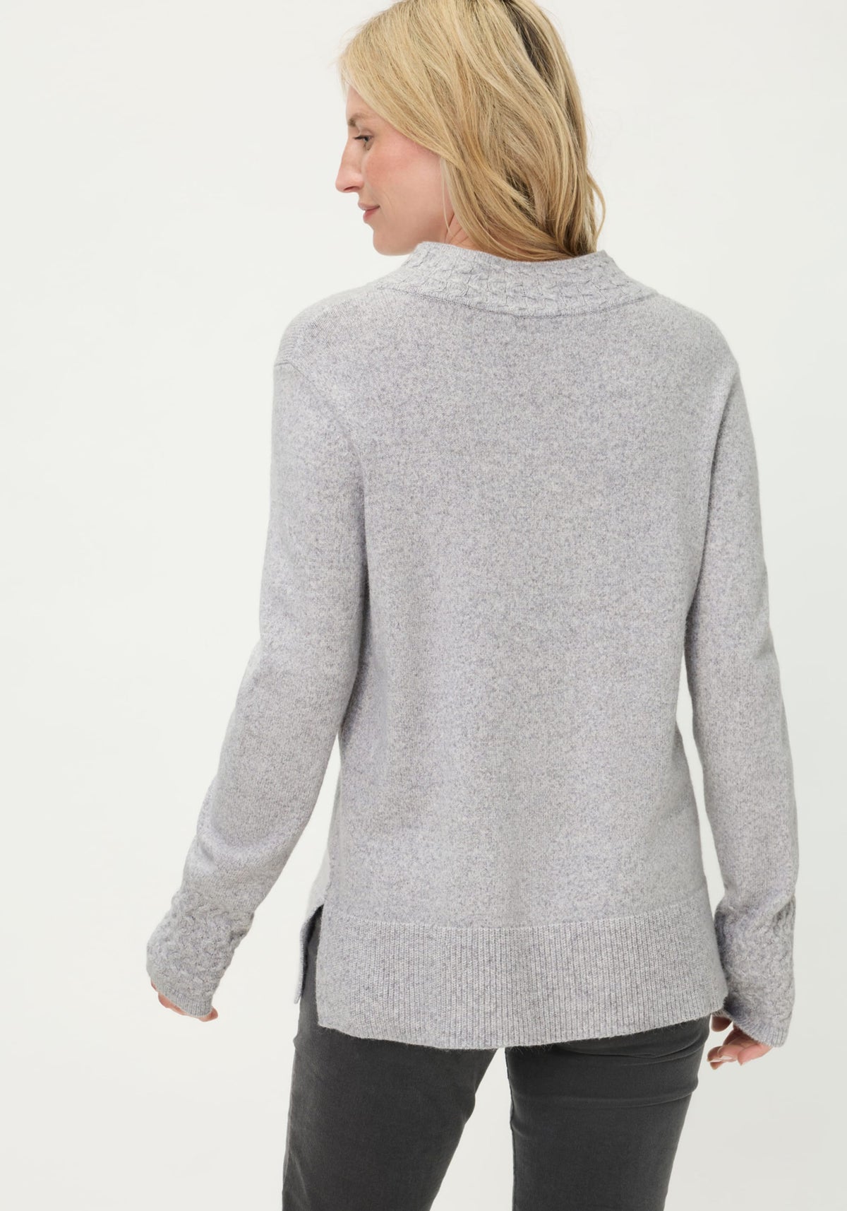 Melange Knit Mock Neck