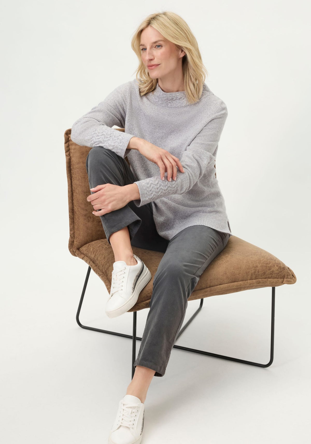 Melange Knit Mock Neck