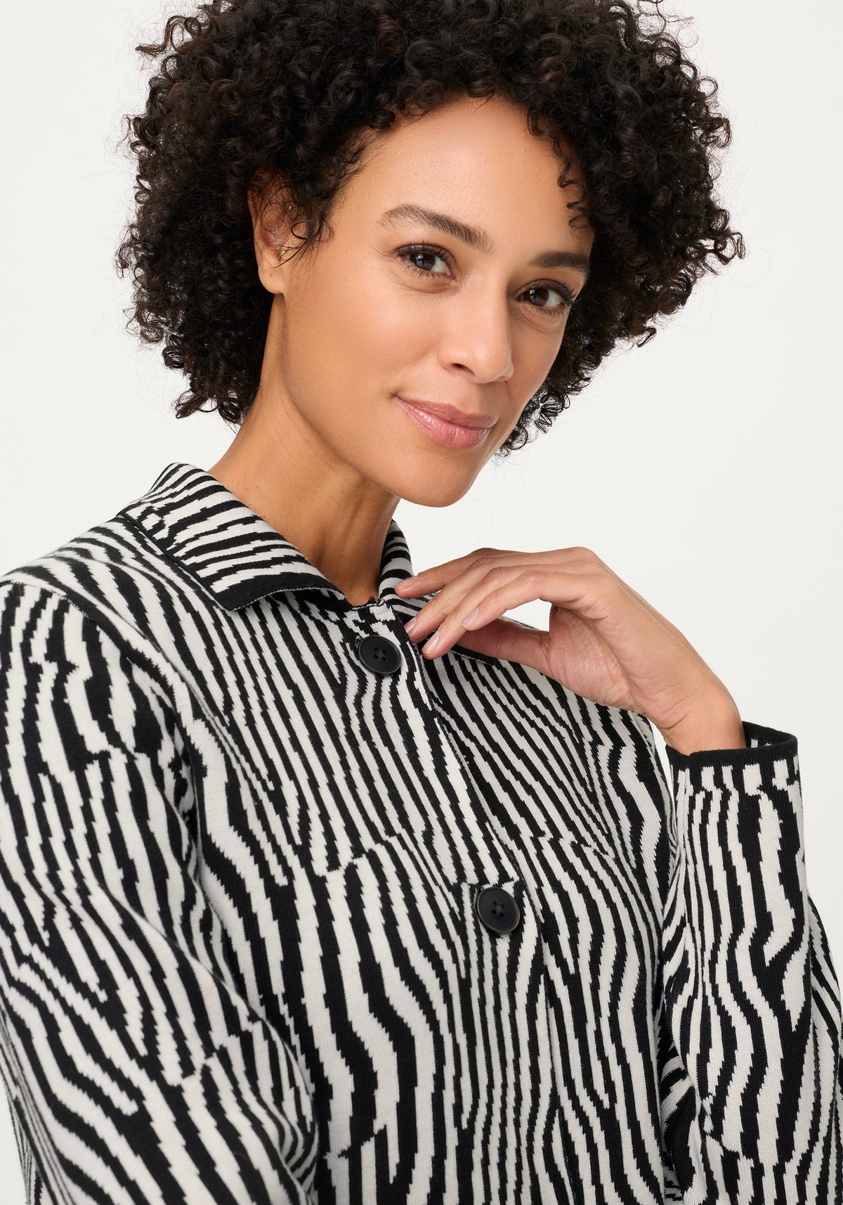Modern Zebra Knit Cardigan