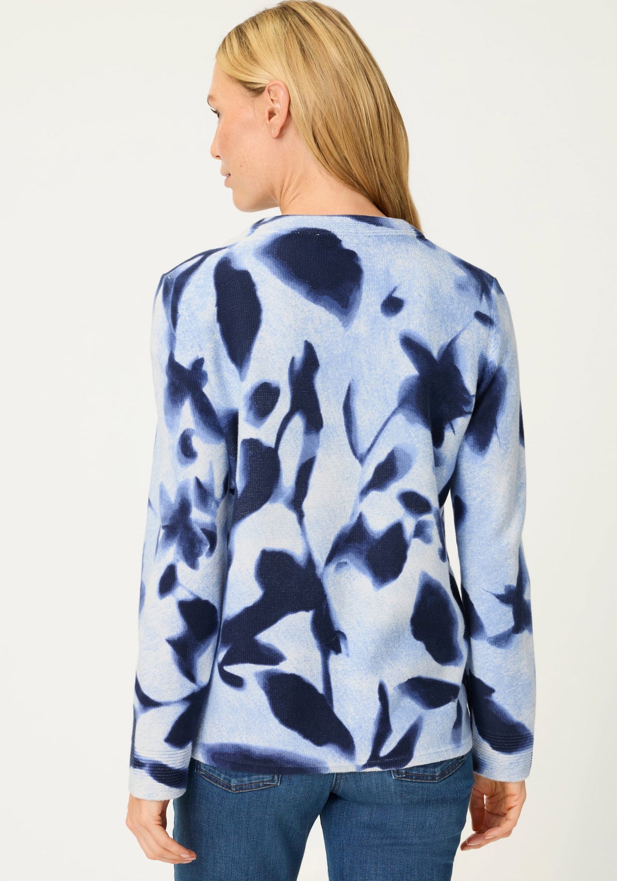 Abstract Floral Zip Cardigan