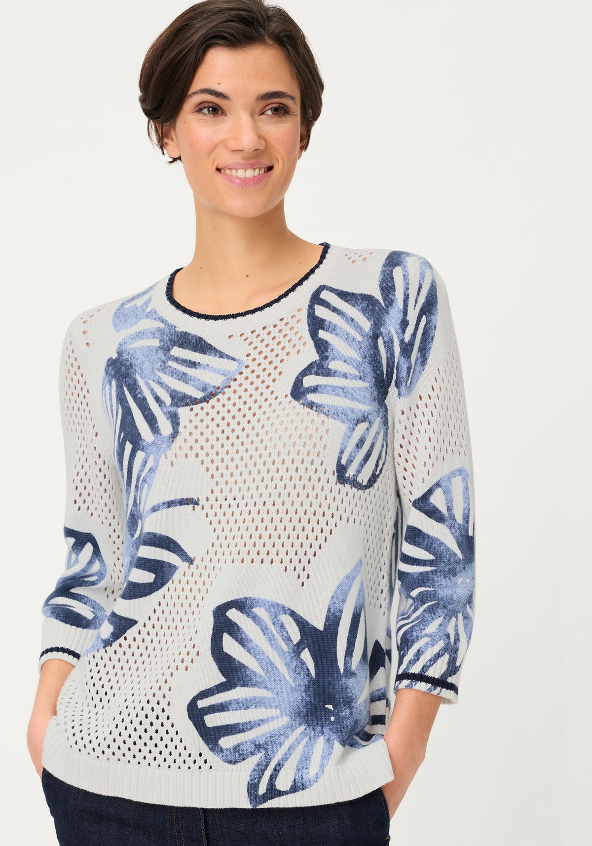 Floral Ajour Knit Sweater