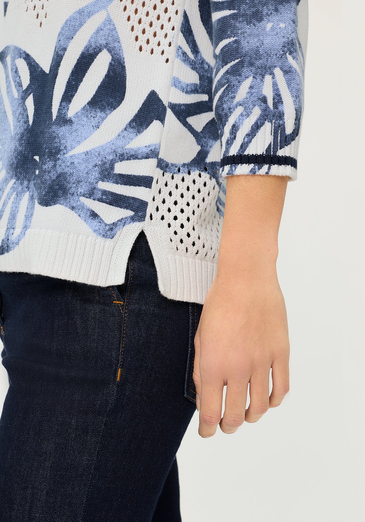 Floral Ajour Knit Sweater