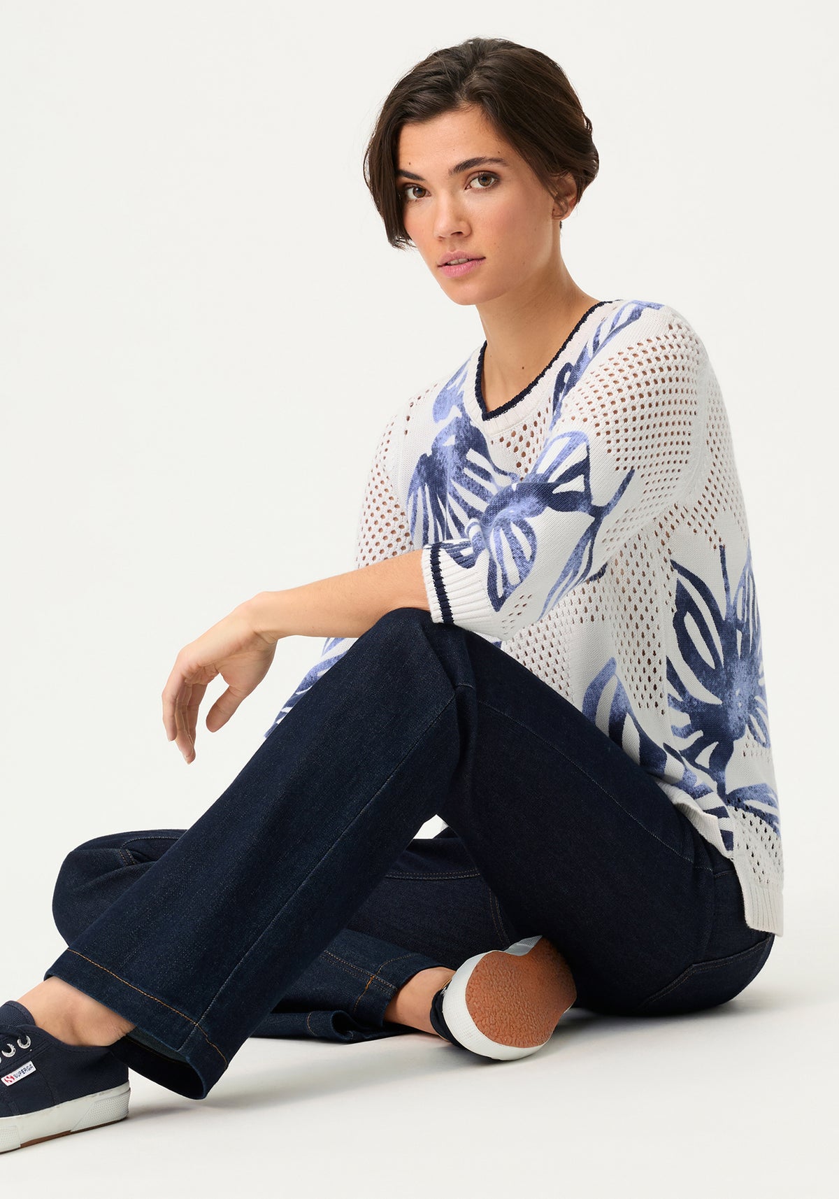 Floral Ajour Knit Sweater
