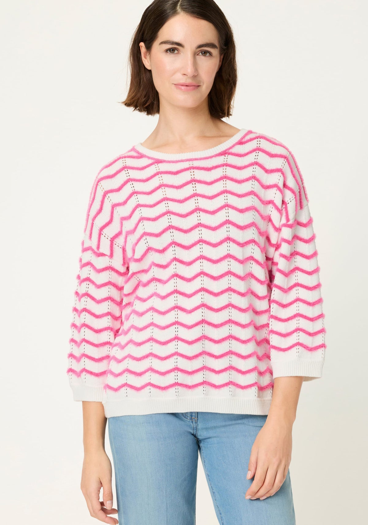 Chevron Eyelash Knit Sweater