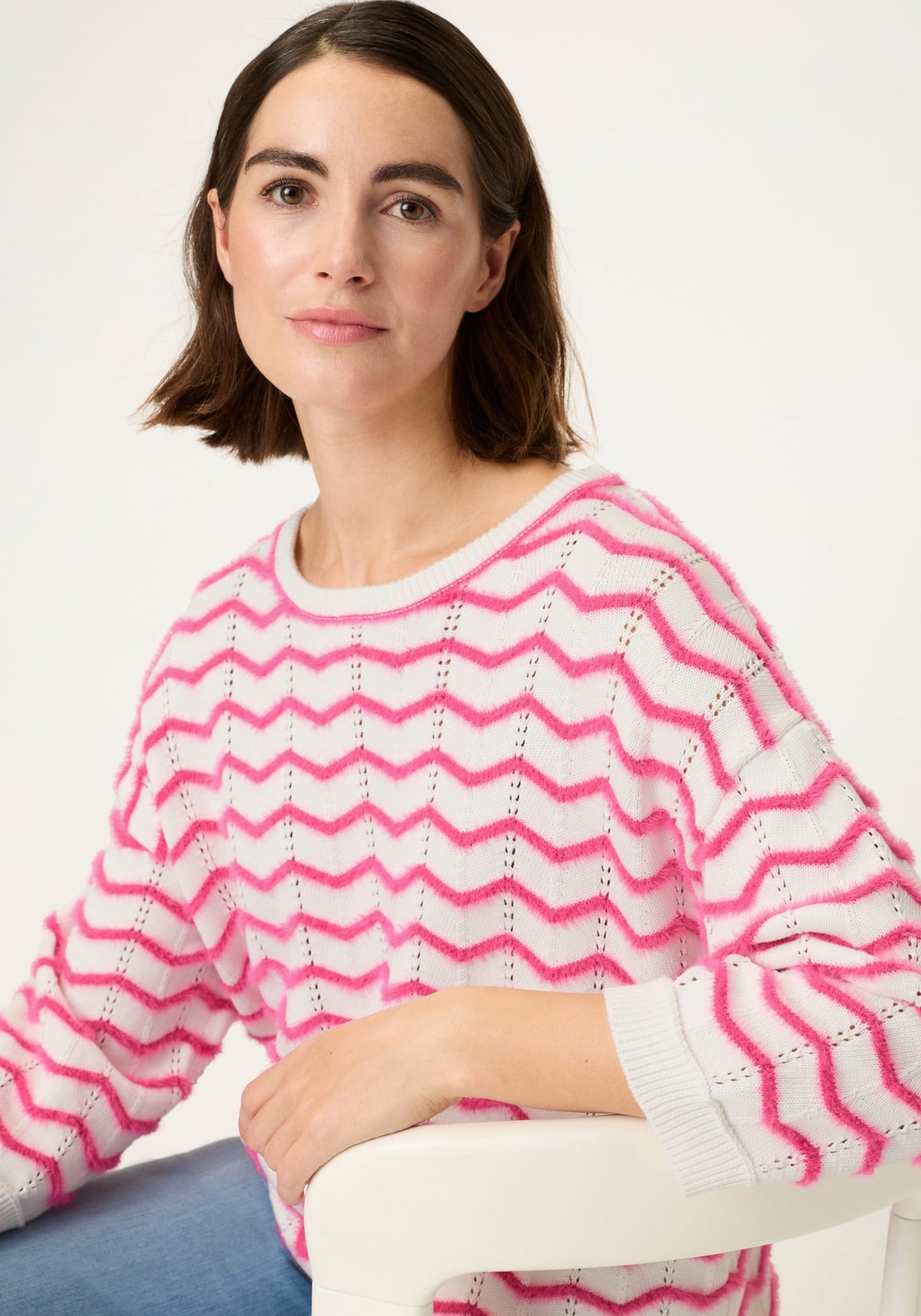 Chevron Eyelash Knit Sweater