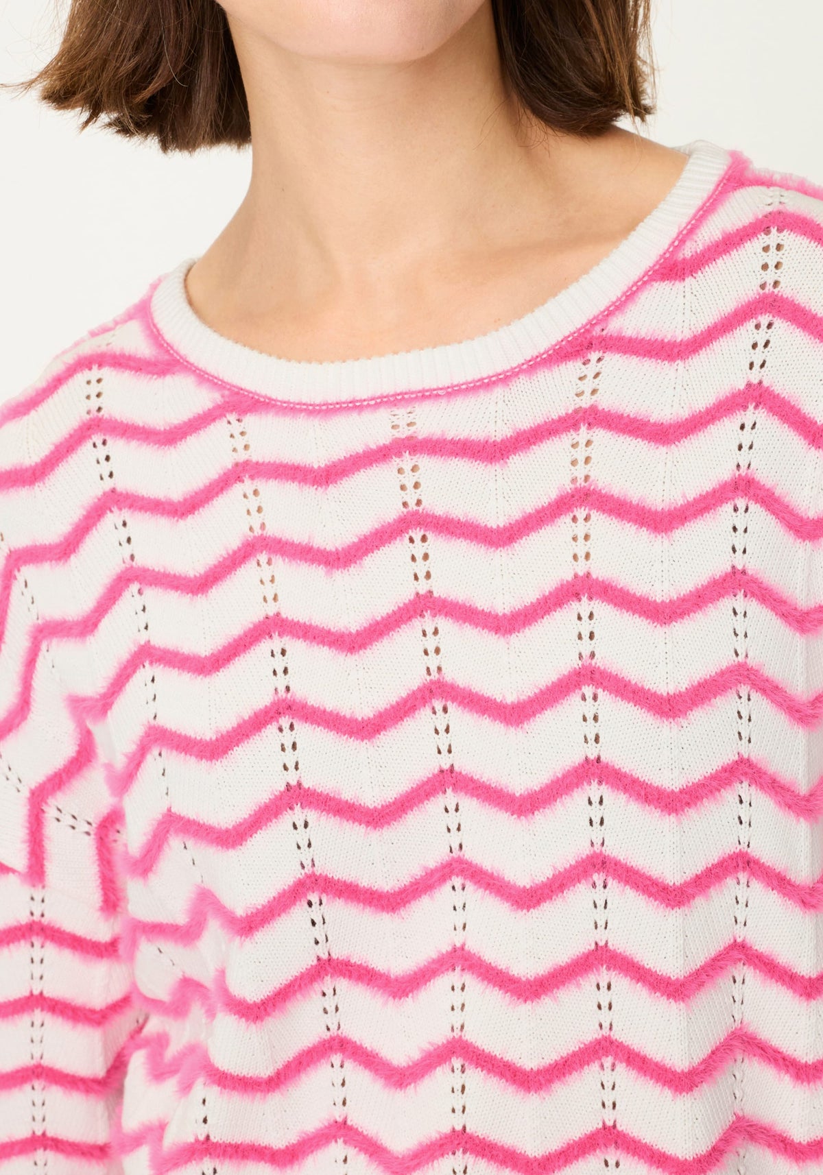 Chevron Eyelash Knit Sweater