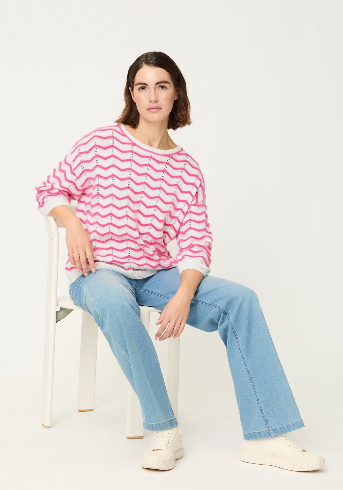 Chevron Eyelash Knit Sweater