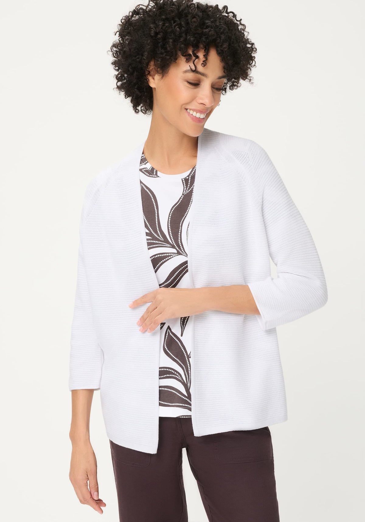 Cardigan ouvert en tricot côtelé