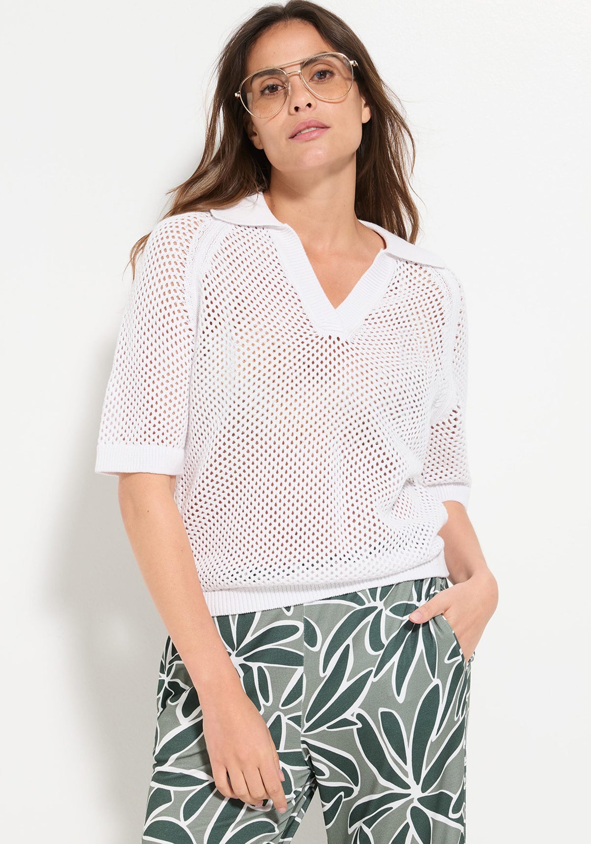 Polo en maille ajourée