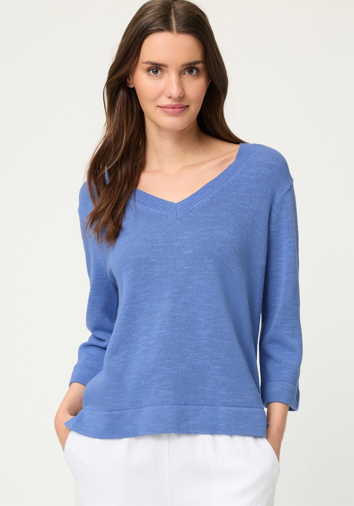 Solid V-Neck Sweater