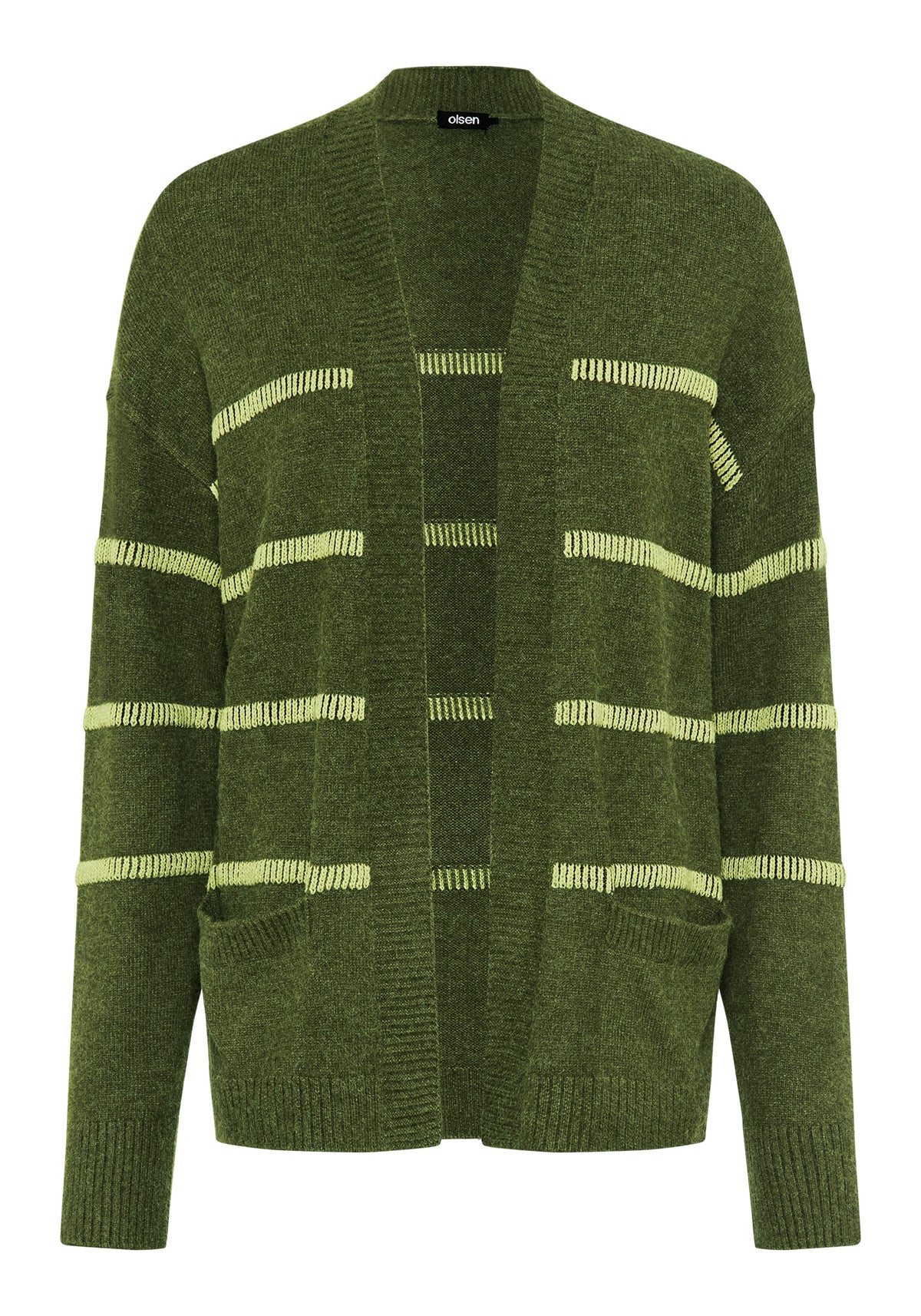 Embroidered Stripe Open Front Cardigan