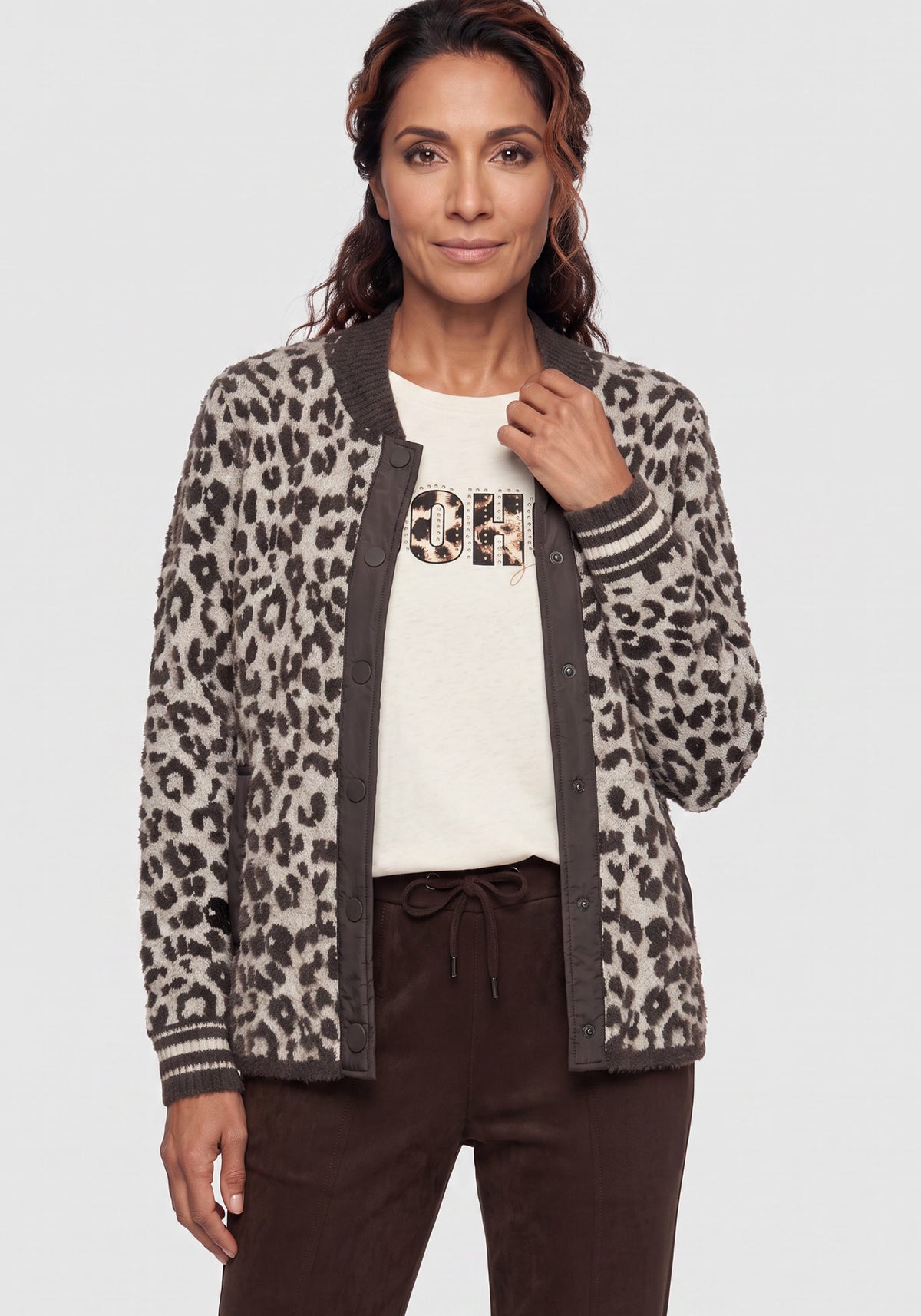 Feather Yarn Leopard Cardigan