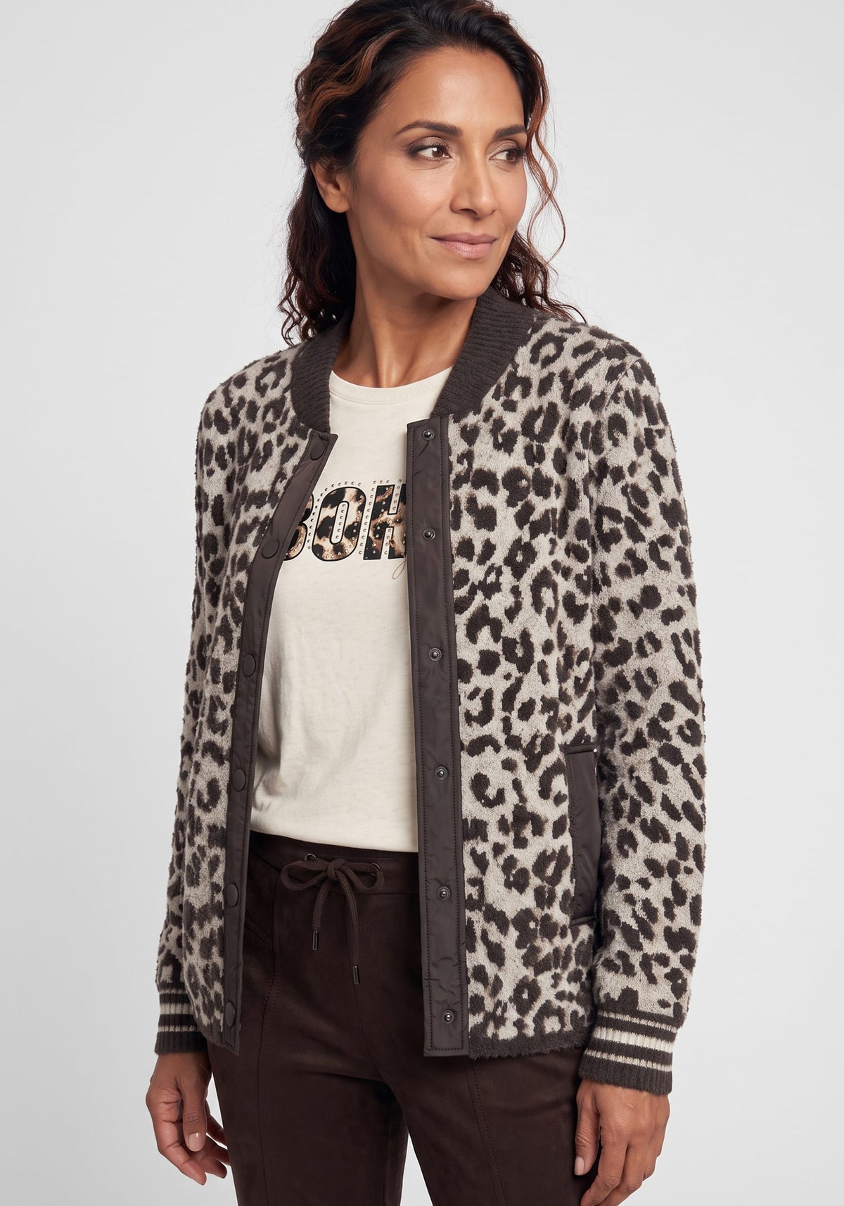 Feather Yarn Leopard Cardigan