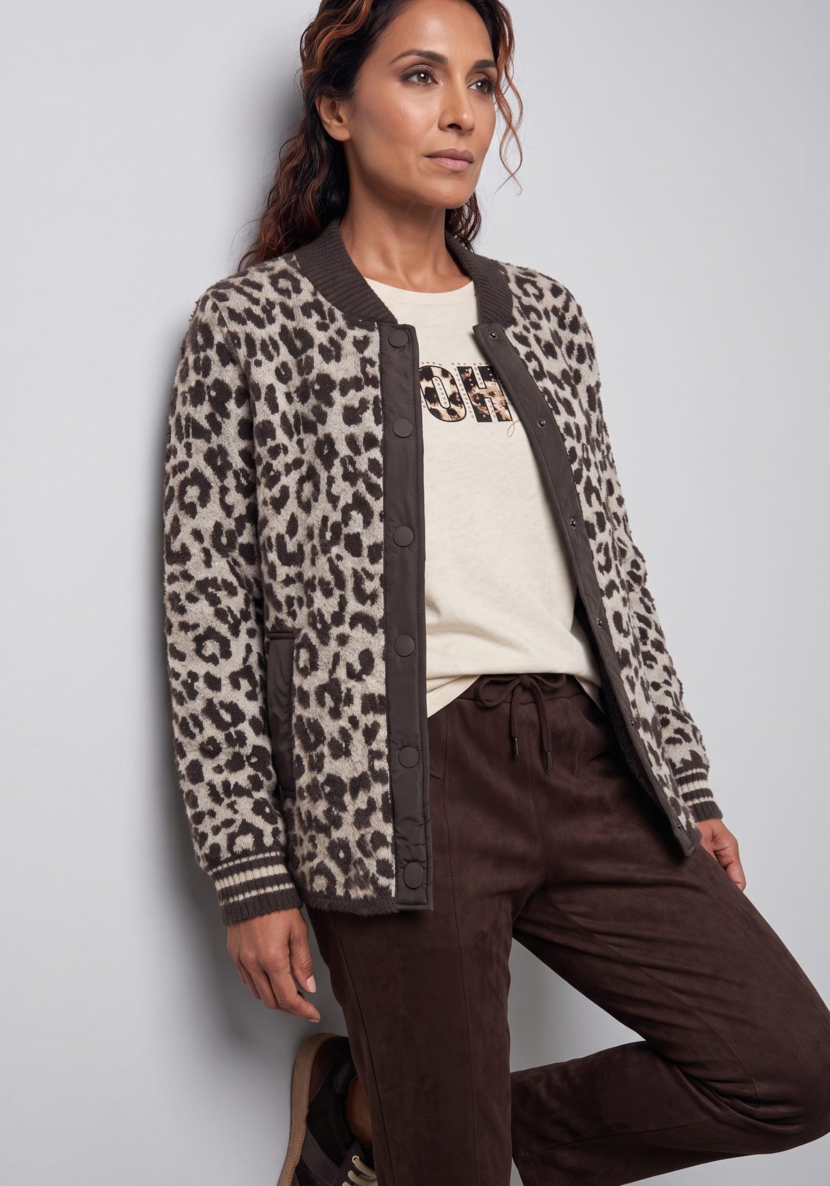 Feather Yarn Leopard Cardigan