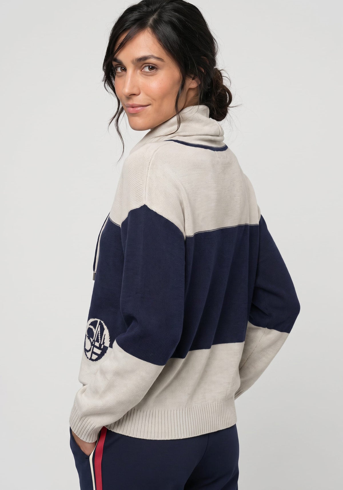 Pull à col roulé rayé