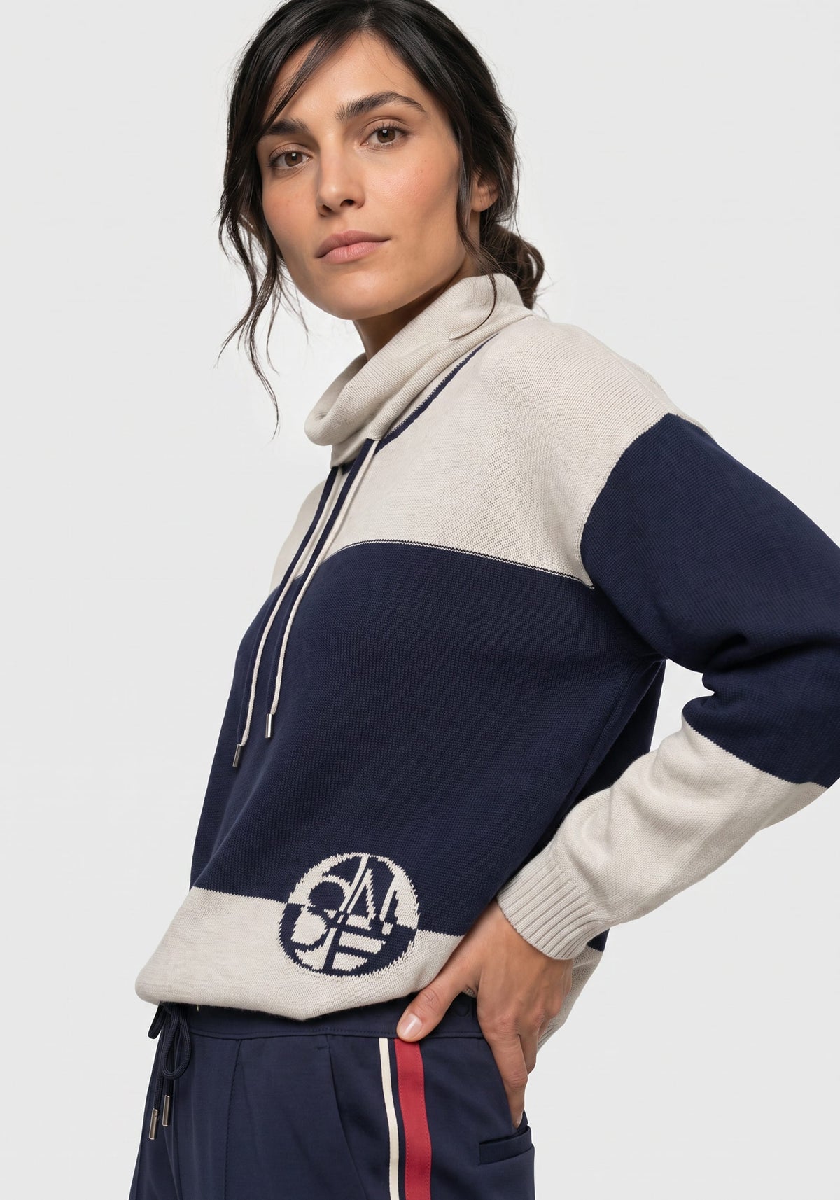 Pull à col roulé rayé