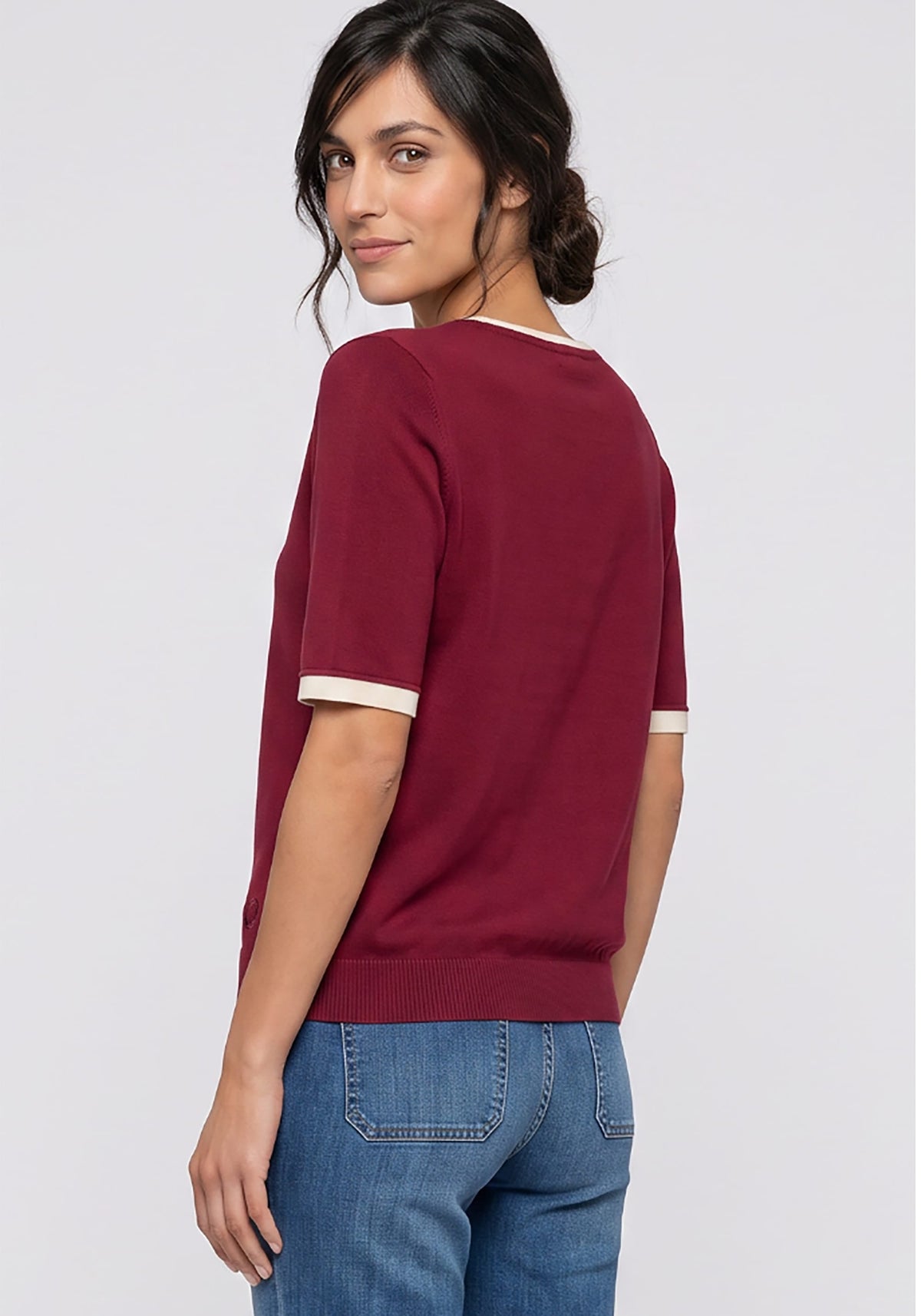 Pull à manches courtes en maille fine