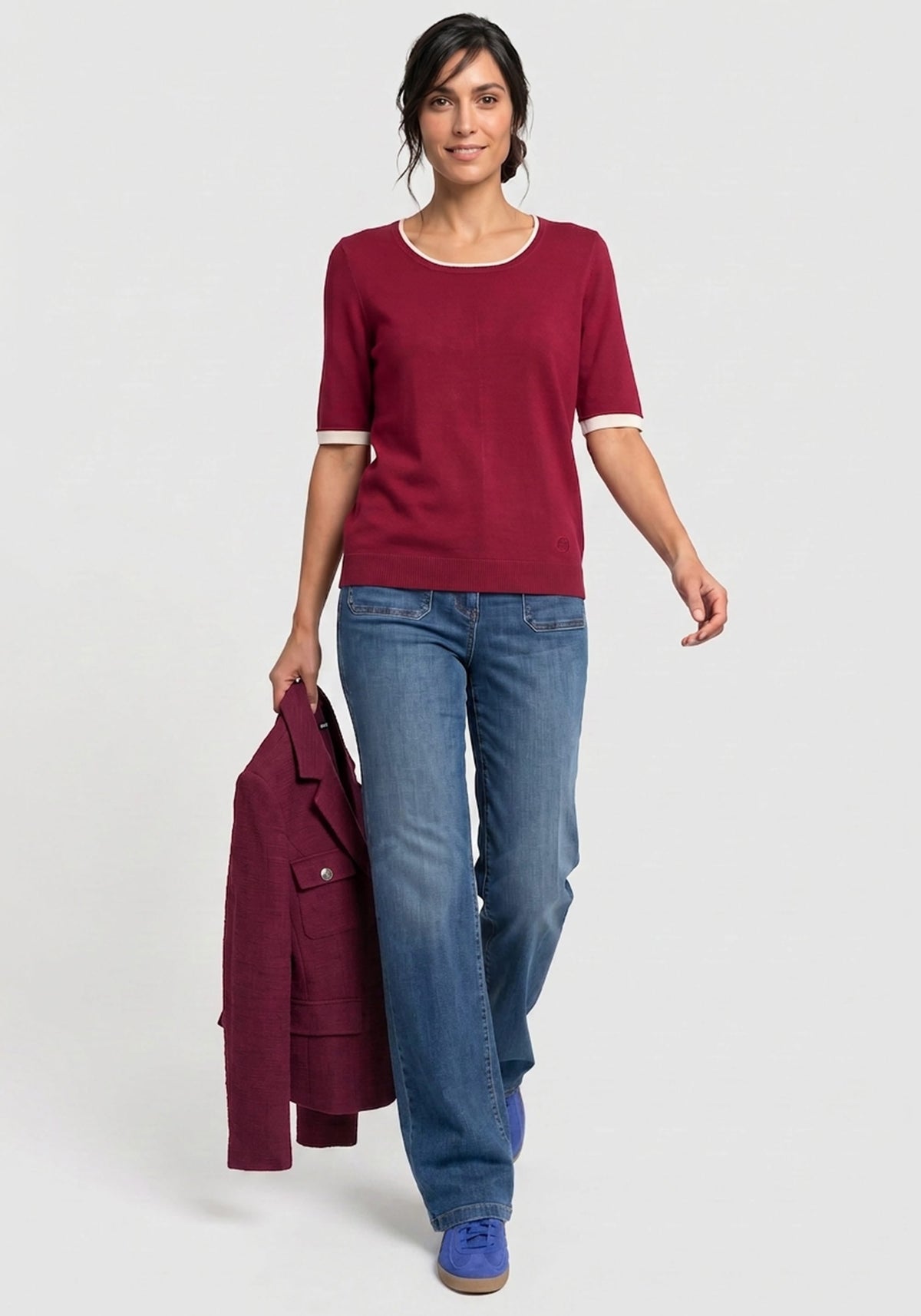 Pull à manches courtes en maille fine