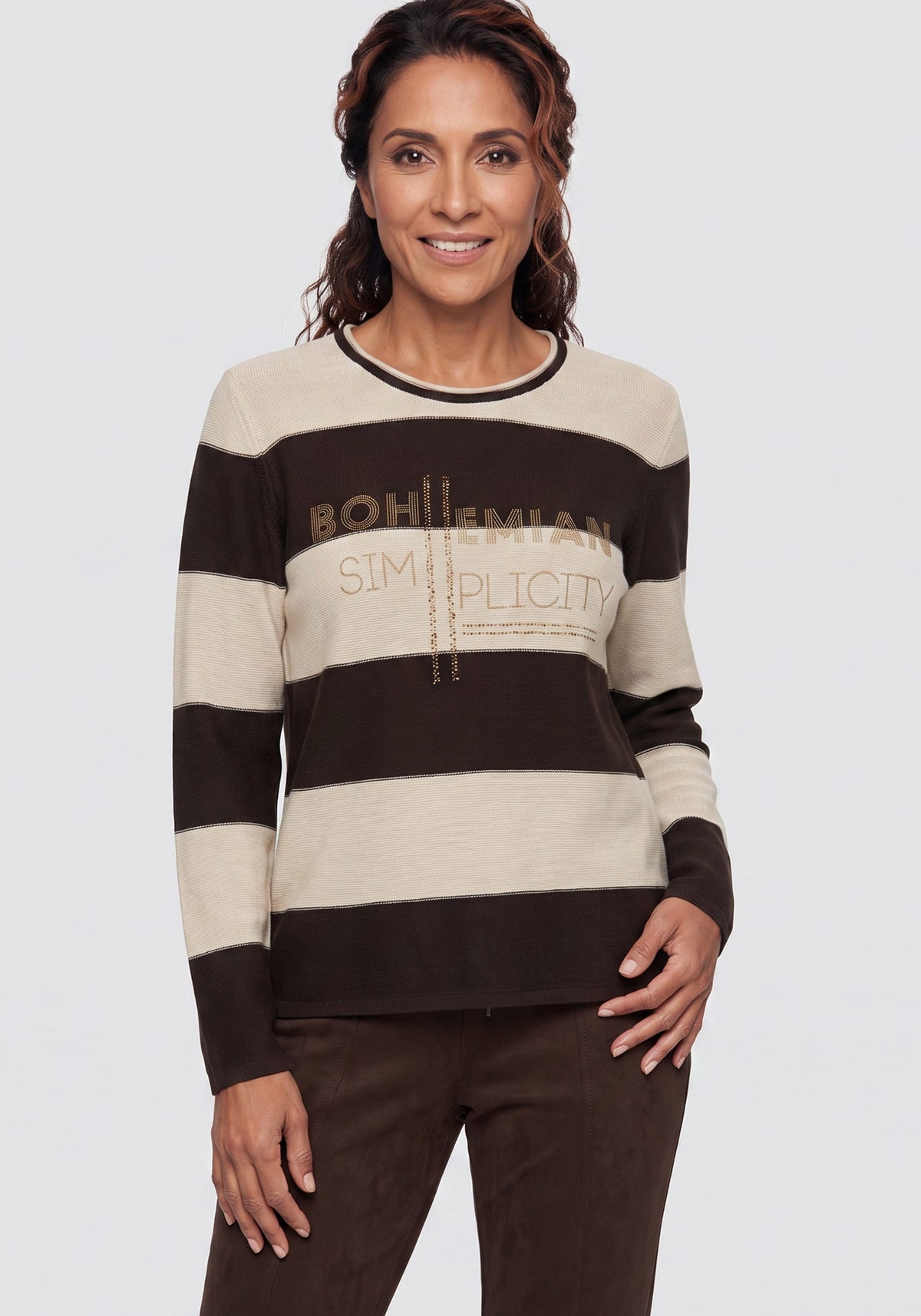 Pull à rayures et imprimé