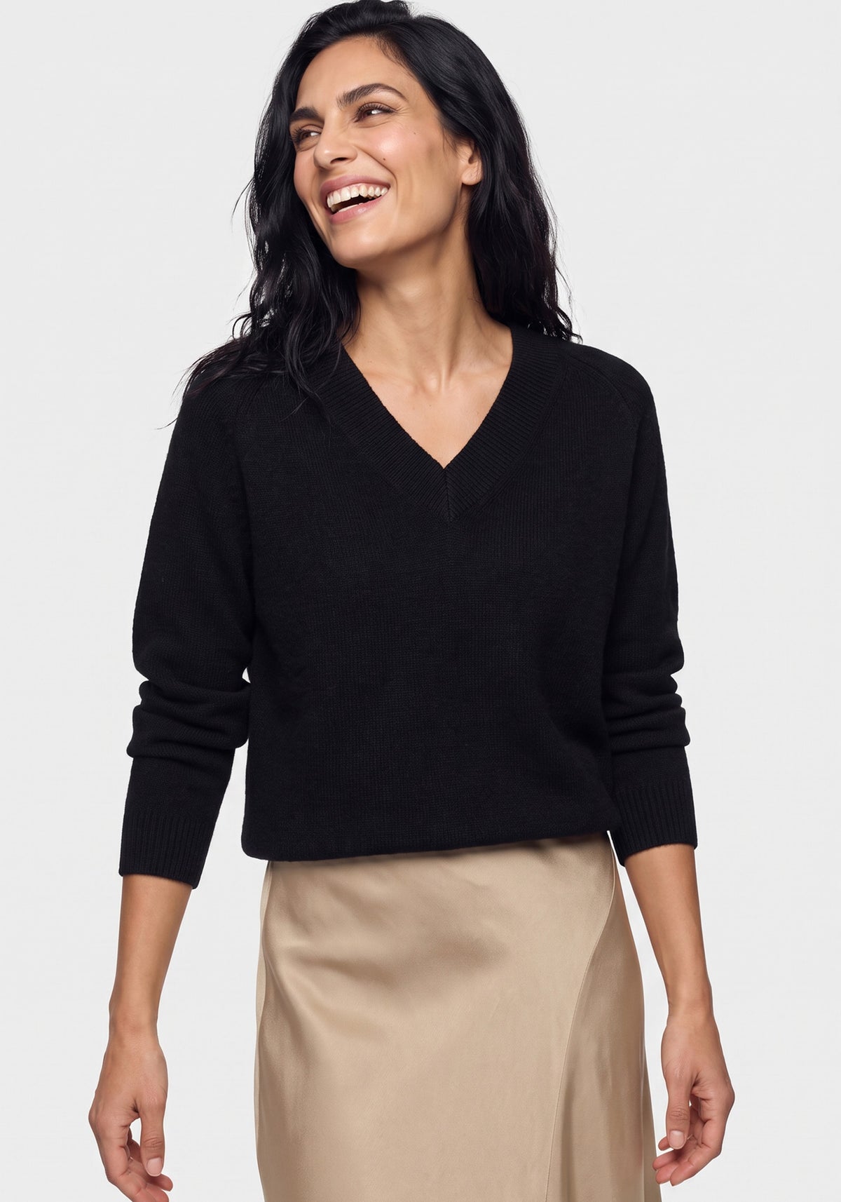 Solid V-Neck Sweater