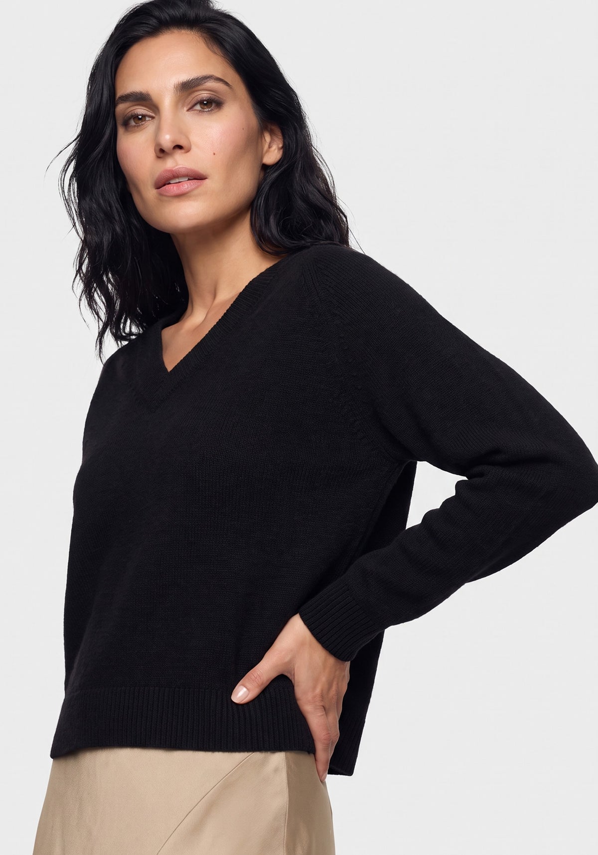 Solid V-Neck Sweater