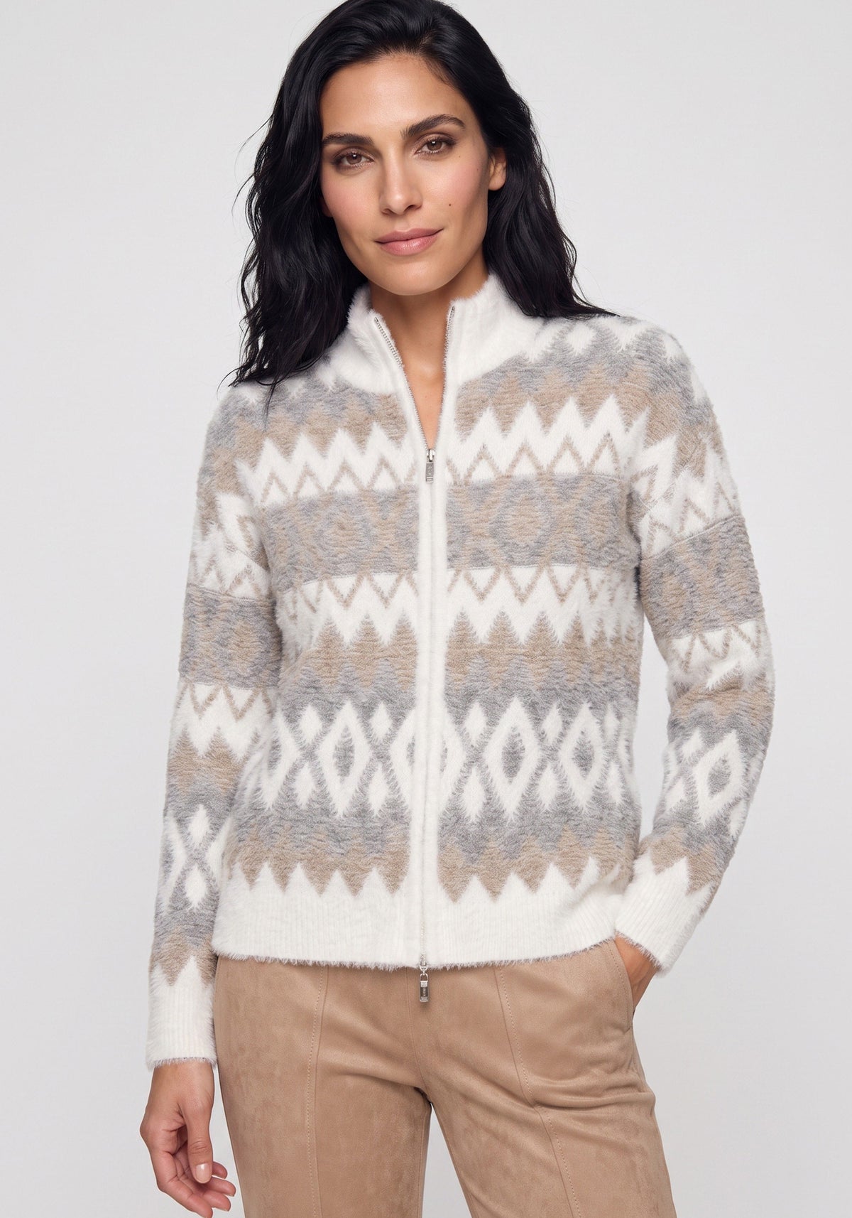 Plush Nordic Zip Cardigan