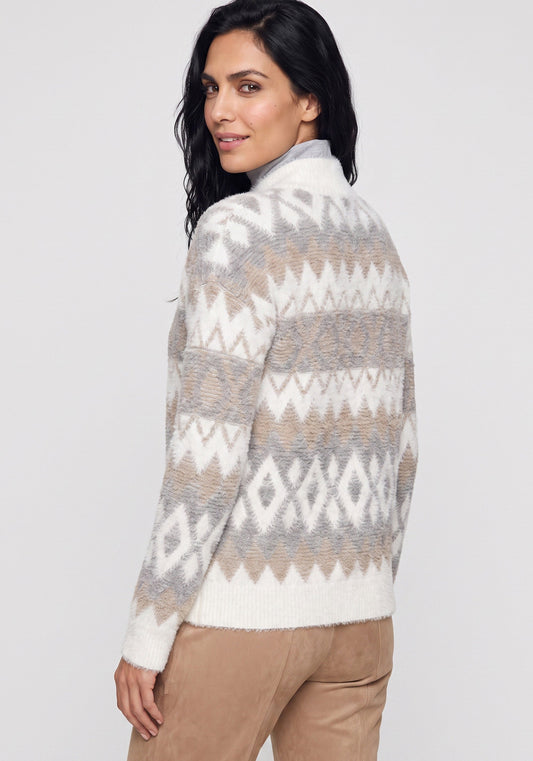 Cardigan nordique en peluche à fermeture éclair