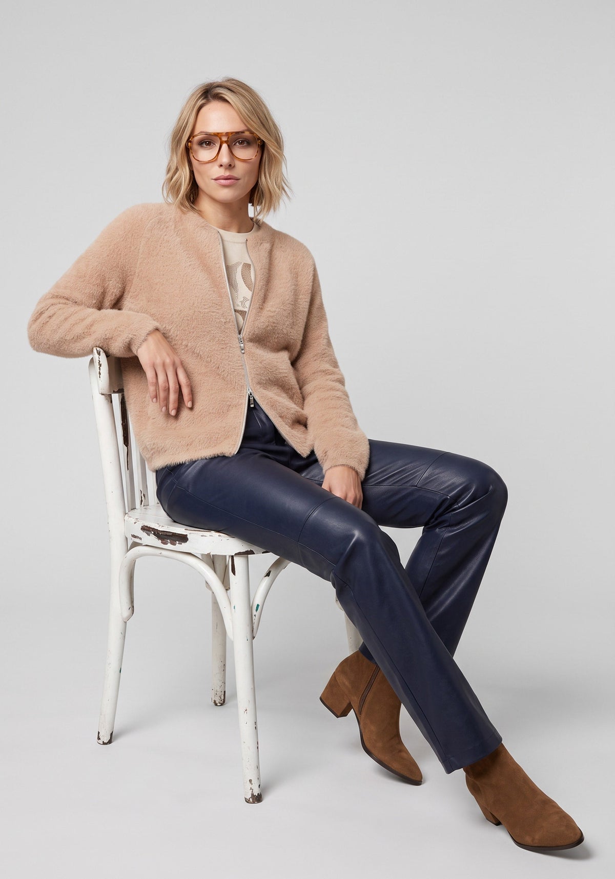 Cardigan zippé en laine « Feather Yarn »