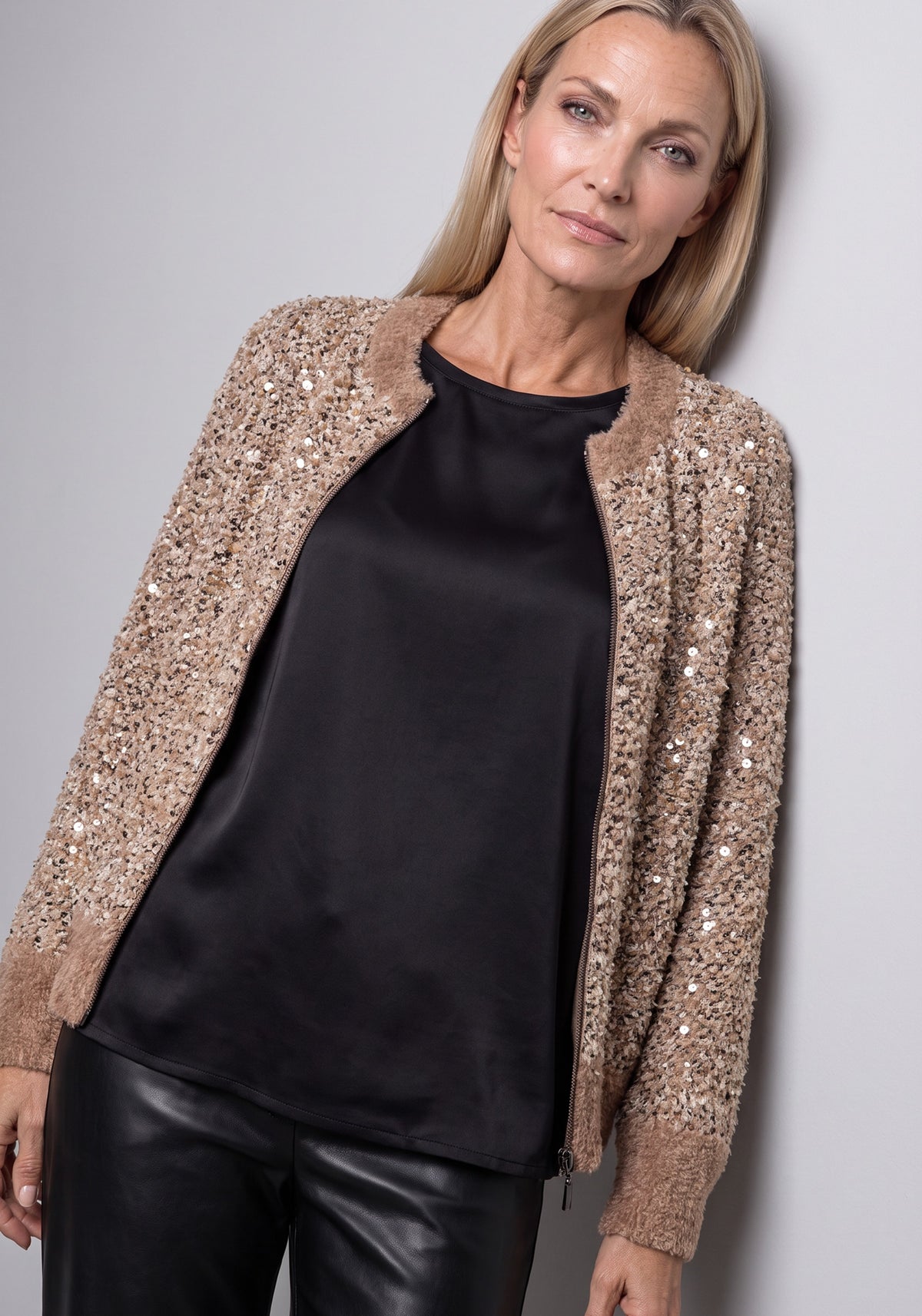 Sequin & Feather Knit Cardigan