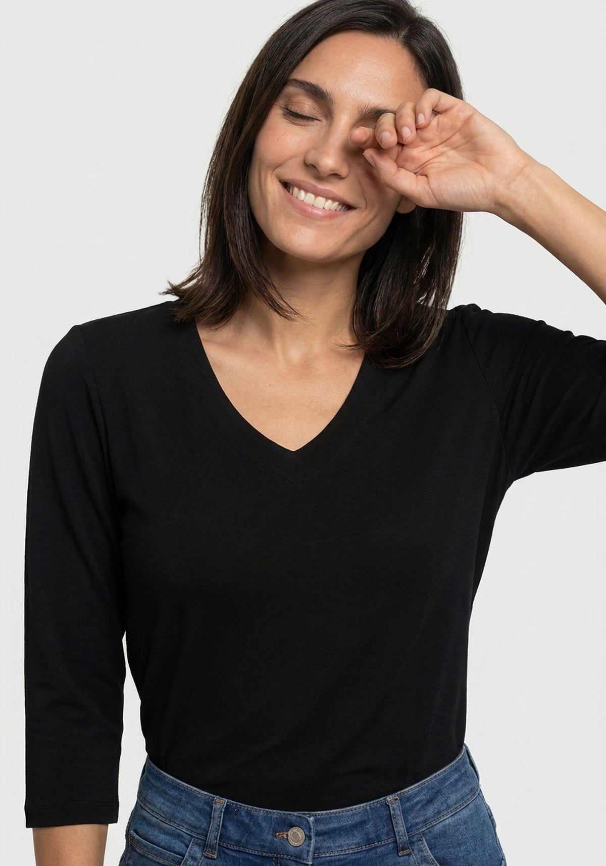 3/4 Sleeve V-Neck T-Shirt