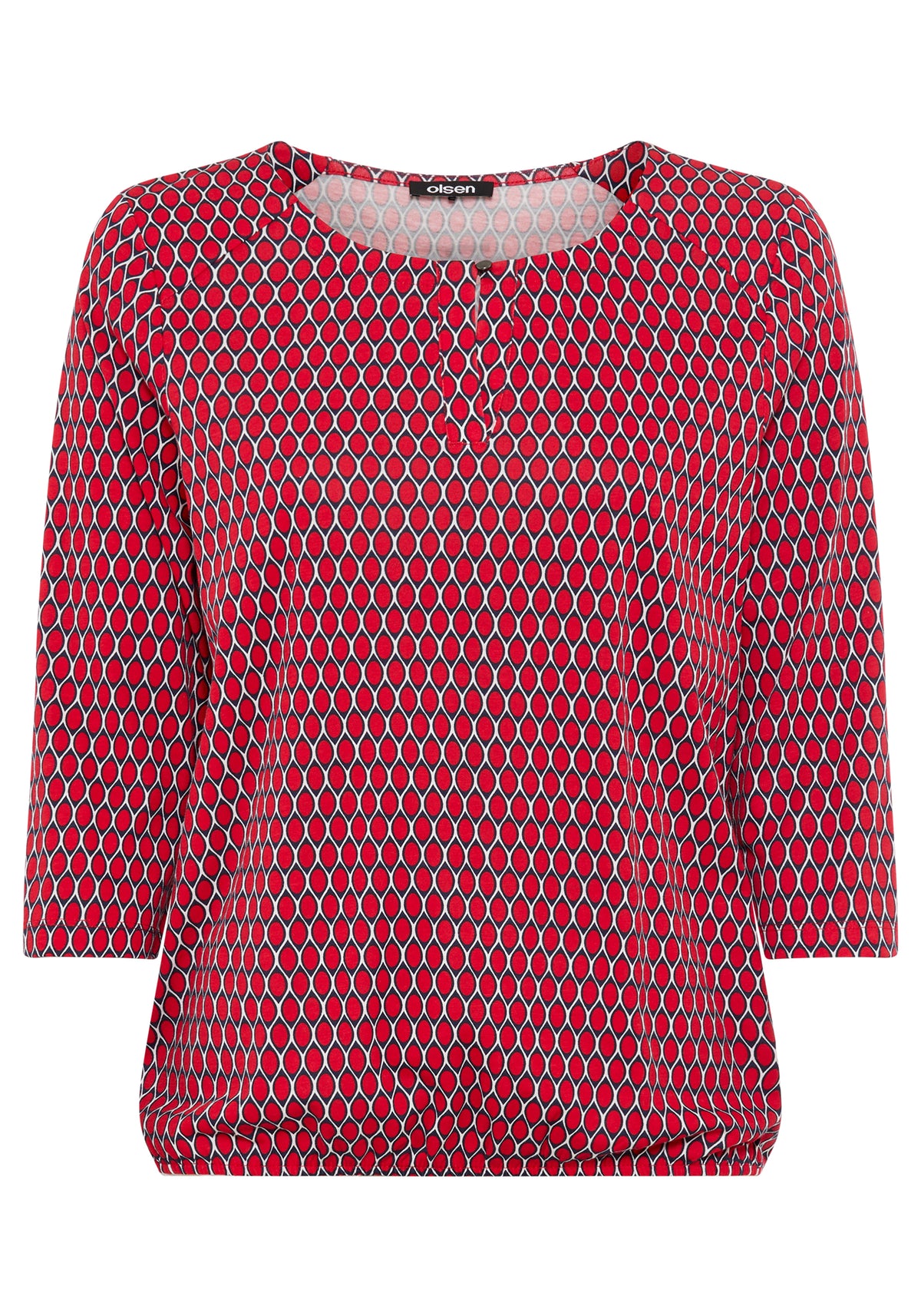 T-shirt à encolure fendue et imprimé géométrique