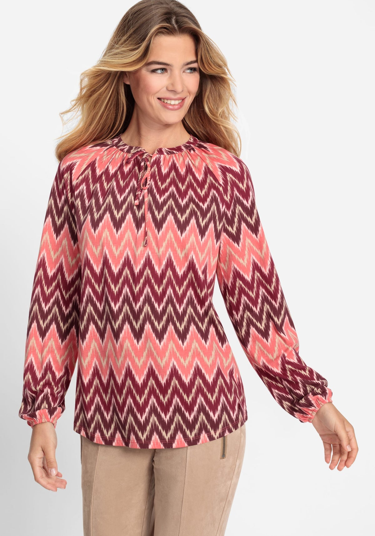 Chevron Tie Neck T-Shirt