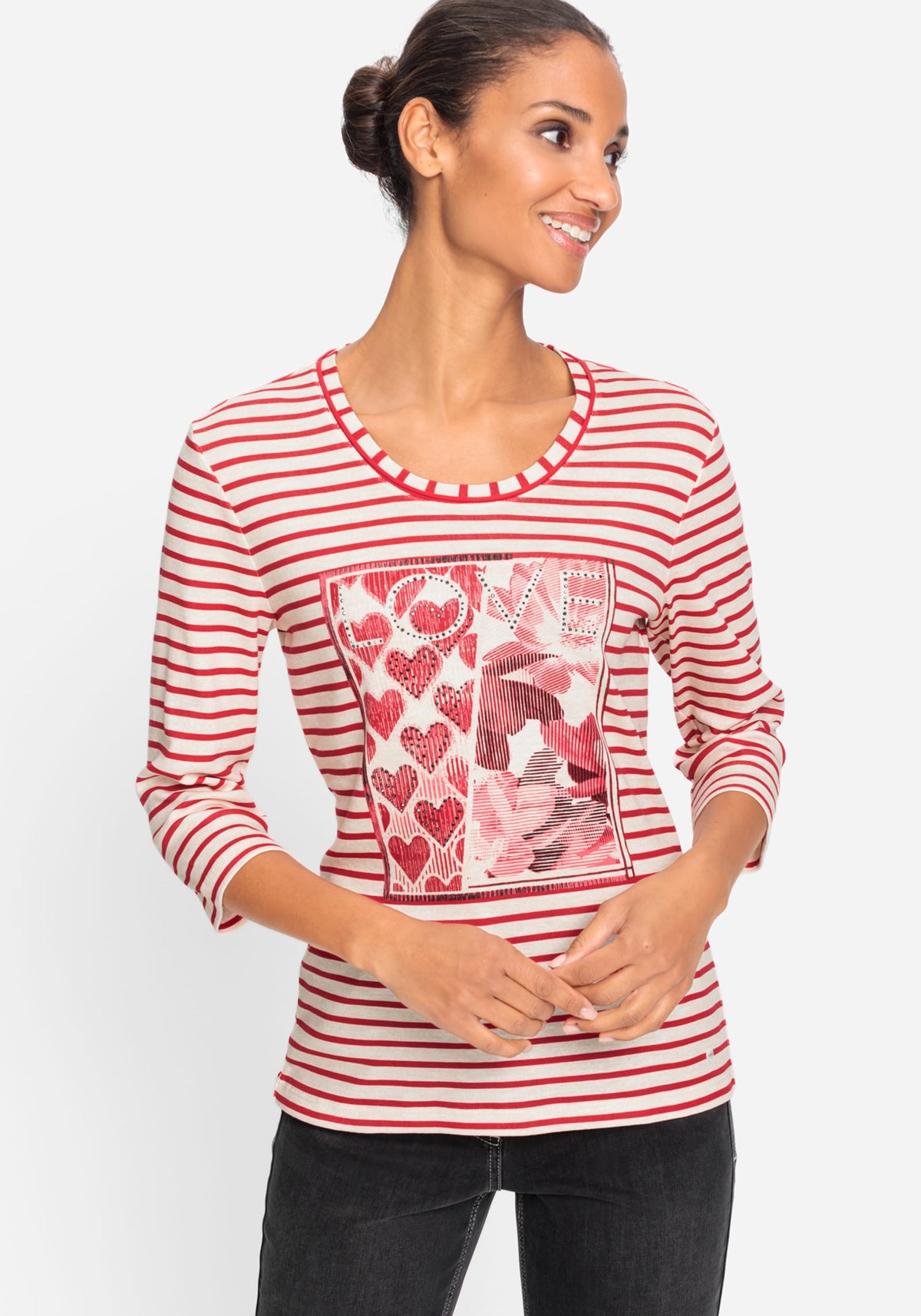 Striped Love Print T-Shirt