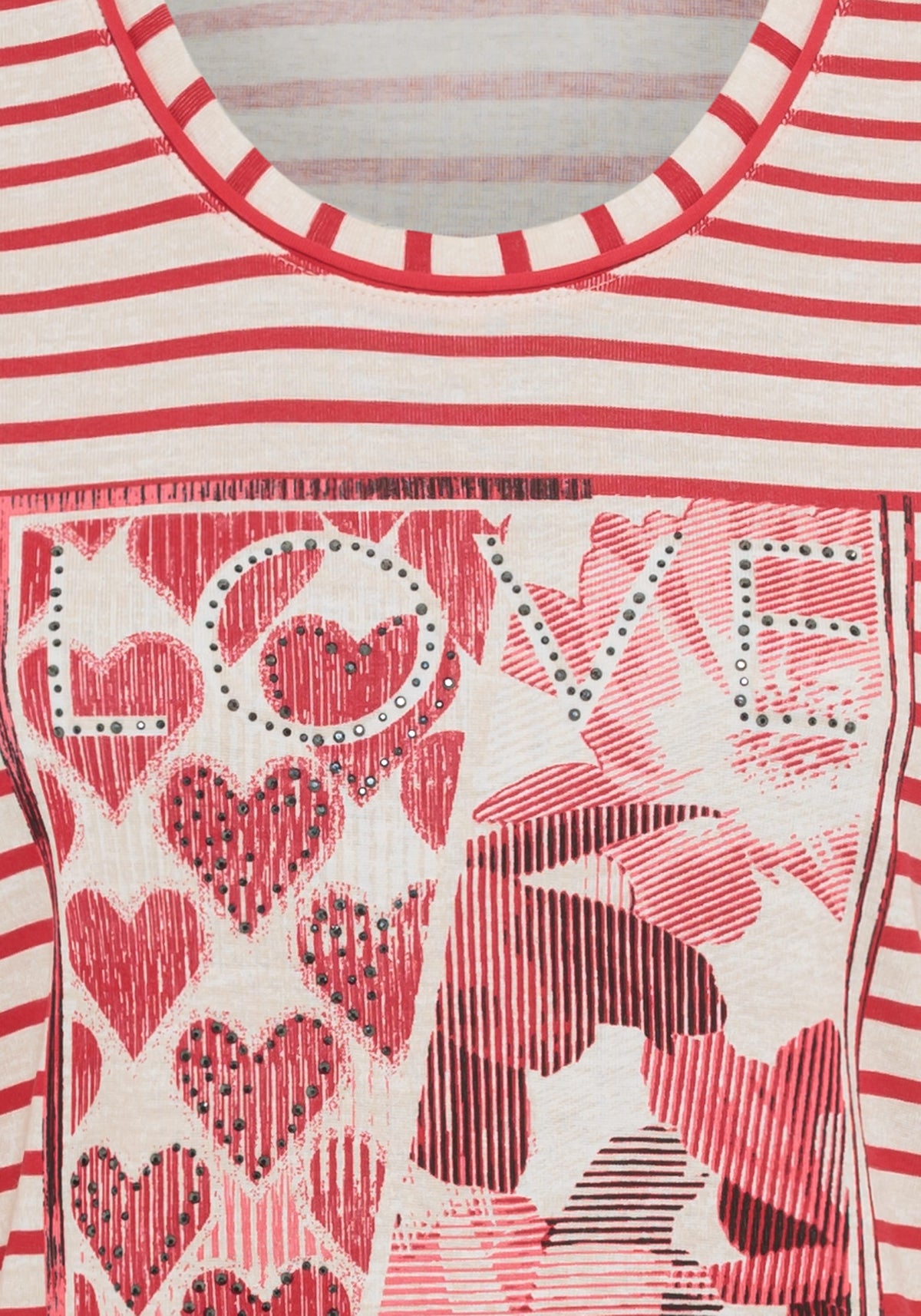 Striped Love Print T-Shirt