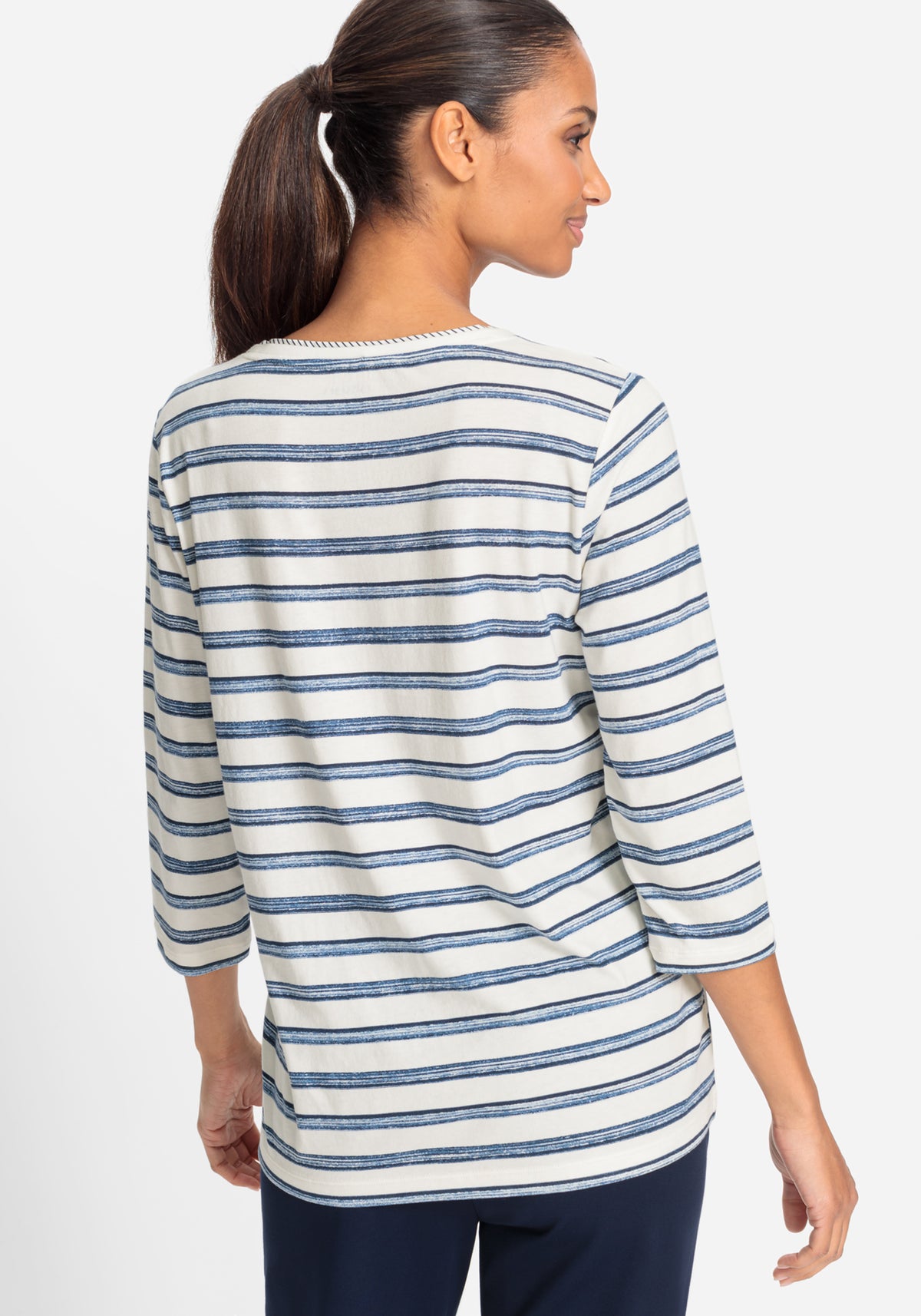 Stripe and Placement Print T-Shirt