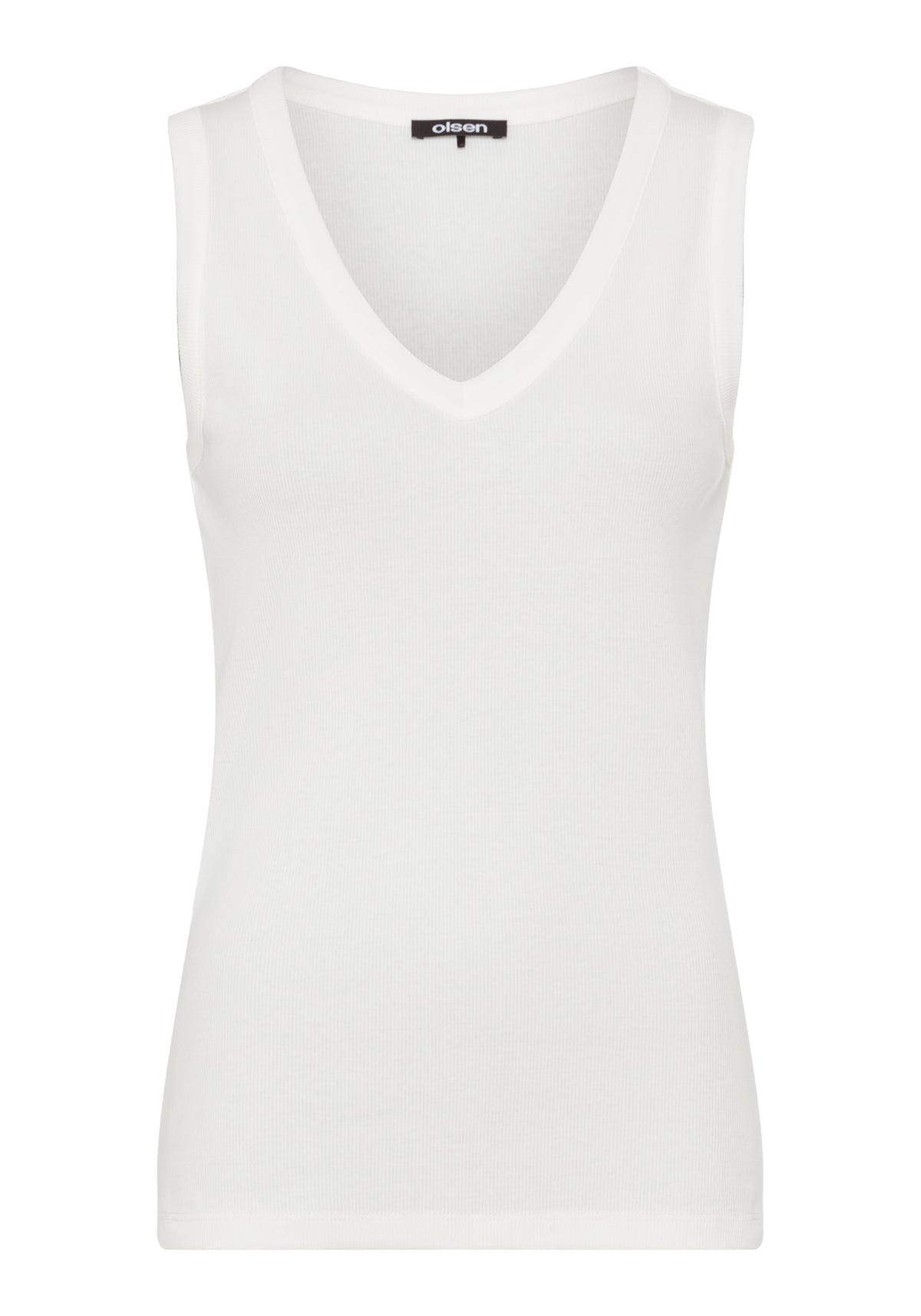 Ribbed Knit Rounded V-Neck Shell