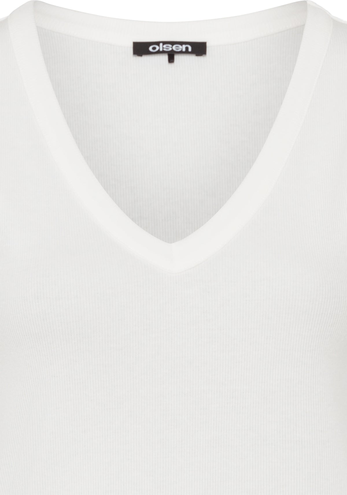 Ribbed Knit Rounded V-Neck Shell