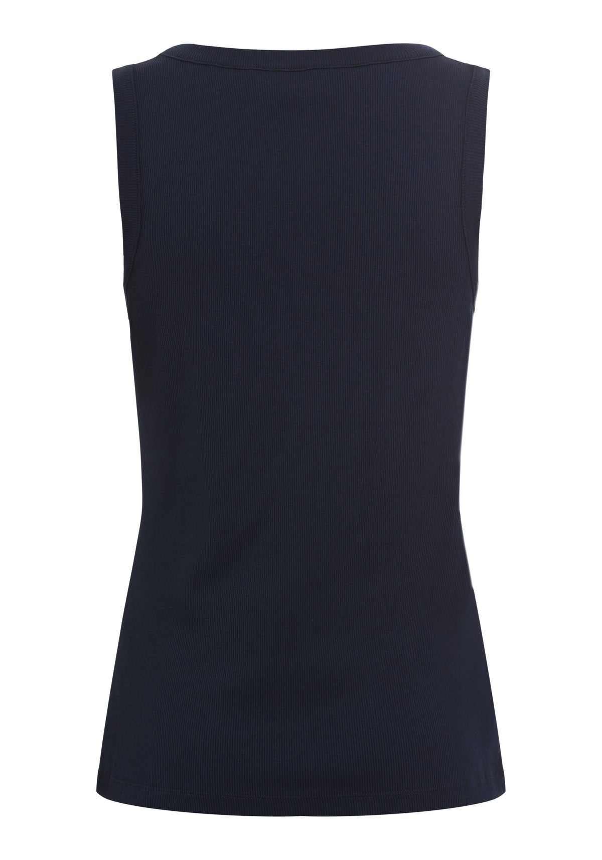 Rounded V-Neck Rib Knit Shell