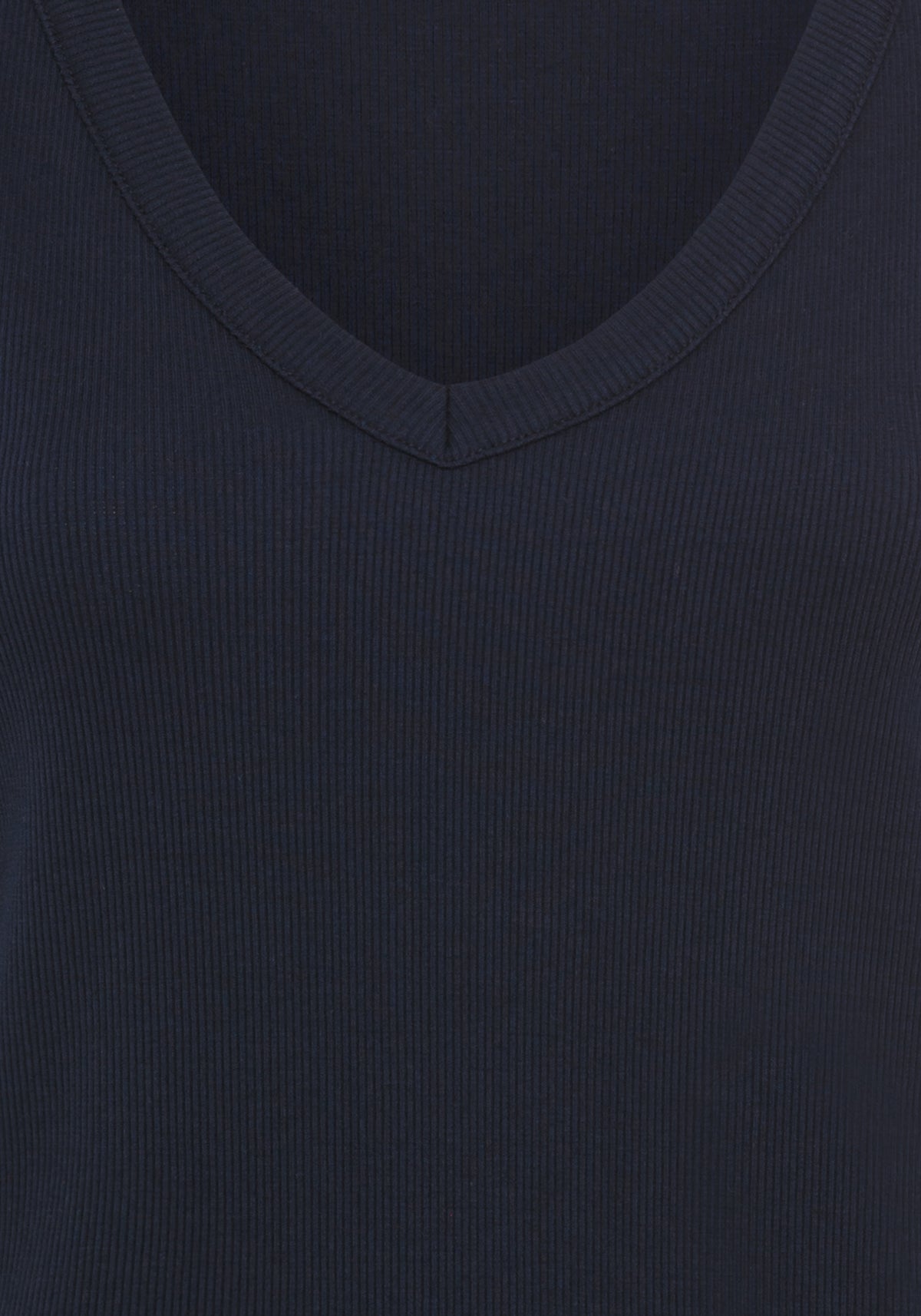 Rounded V-Neck Rib Knit Shell