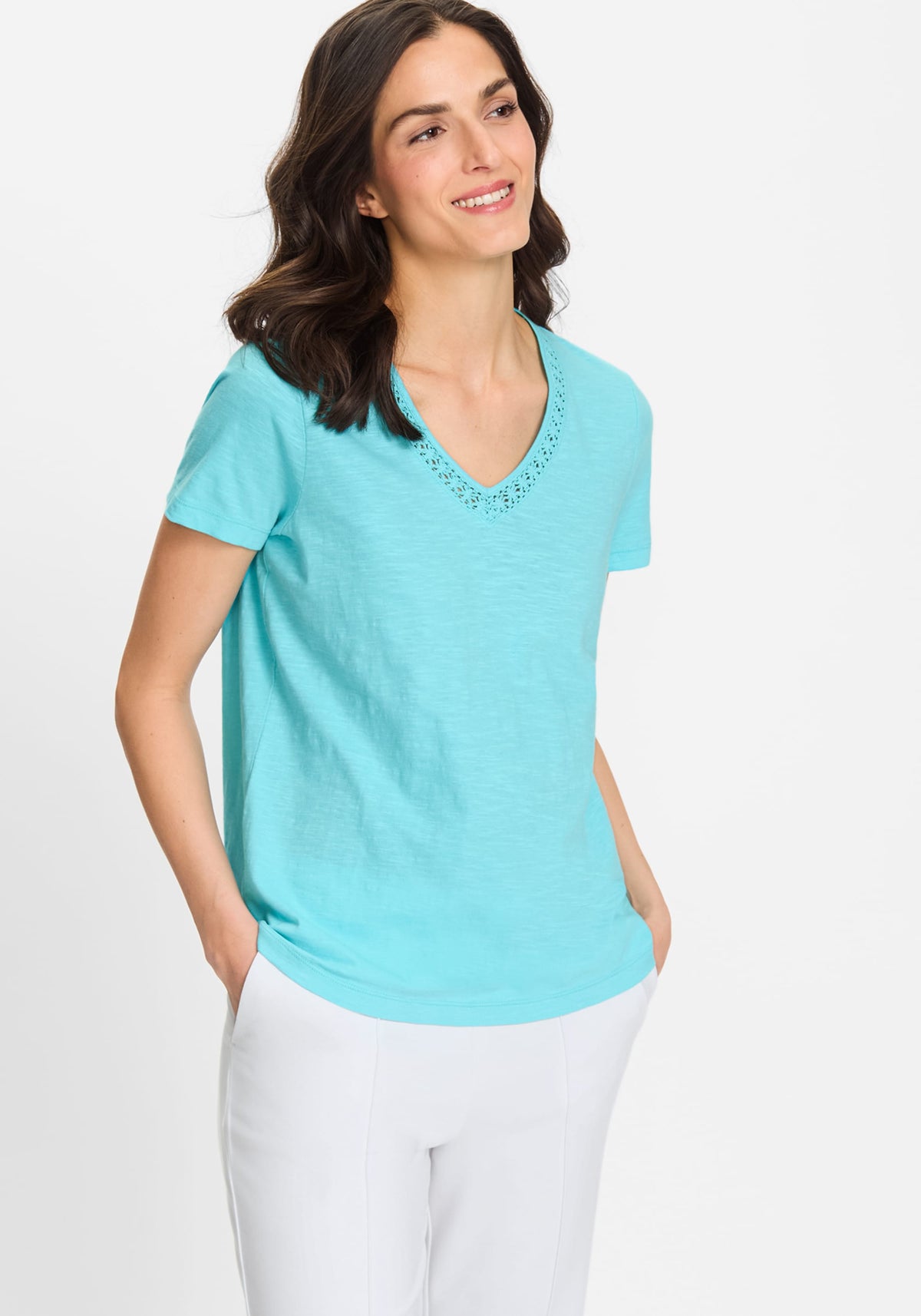 Embroidered Neck T-Shirt