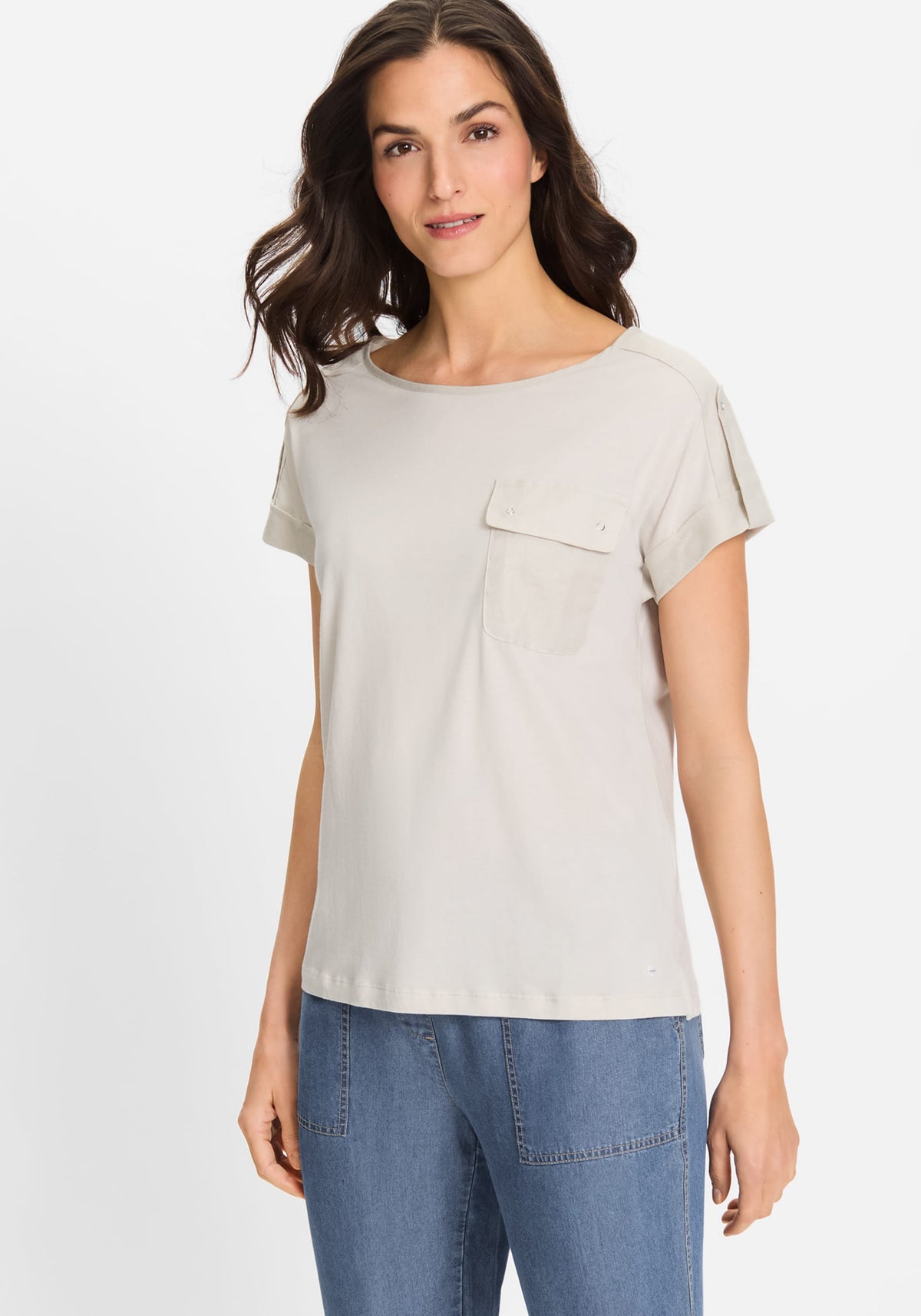 T-Shirt with Linen Patchwork