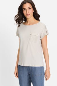 T-Shirt with Linen Patchwork