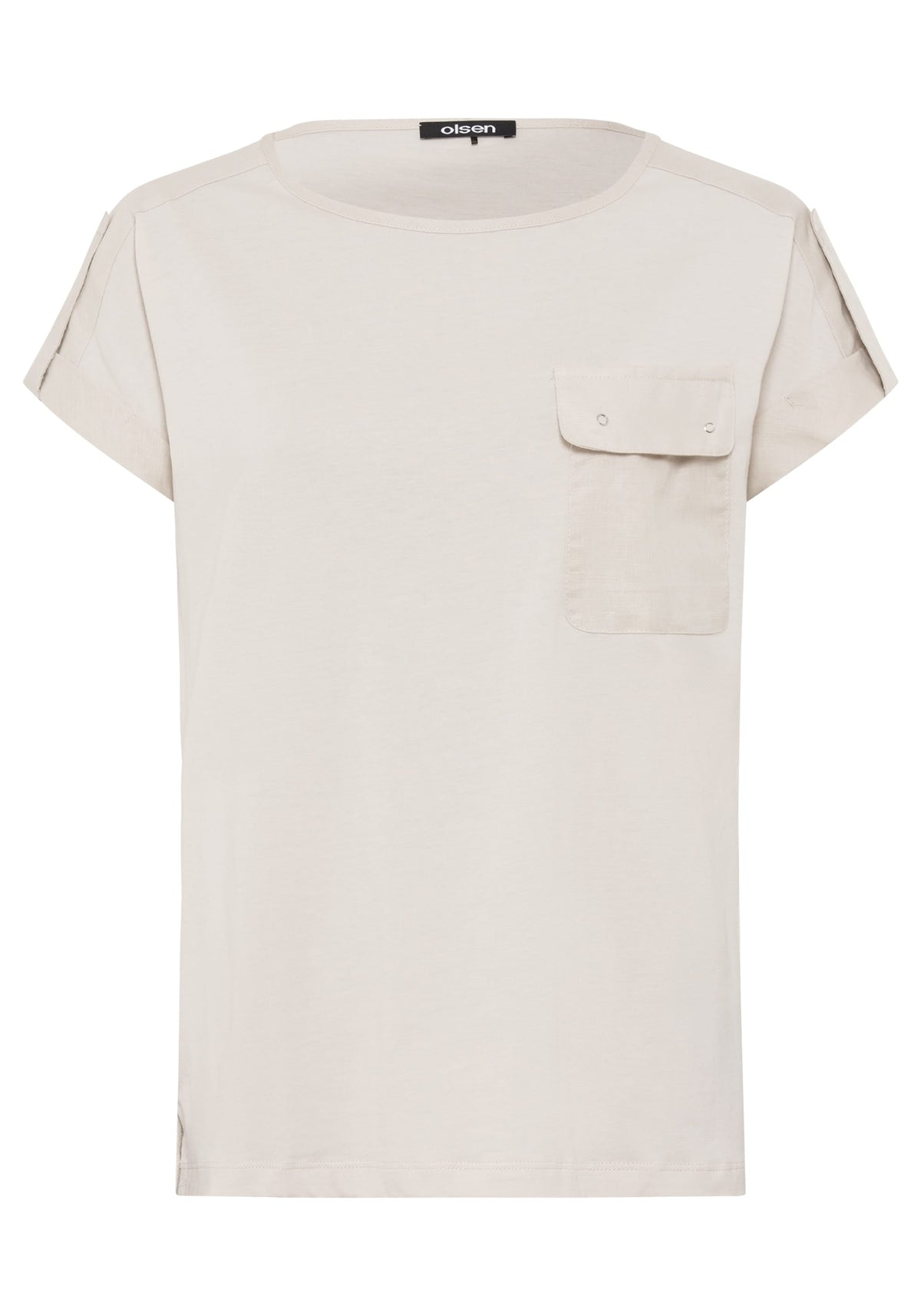T-Shirt with Linen Patchwork