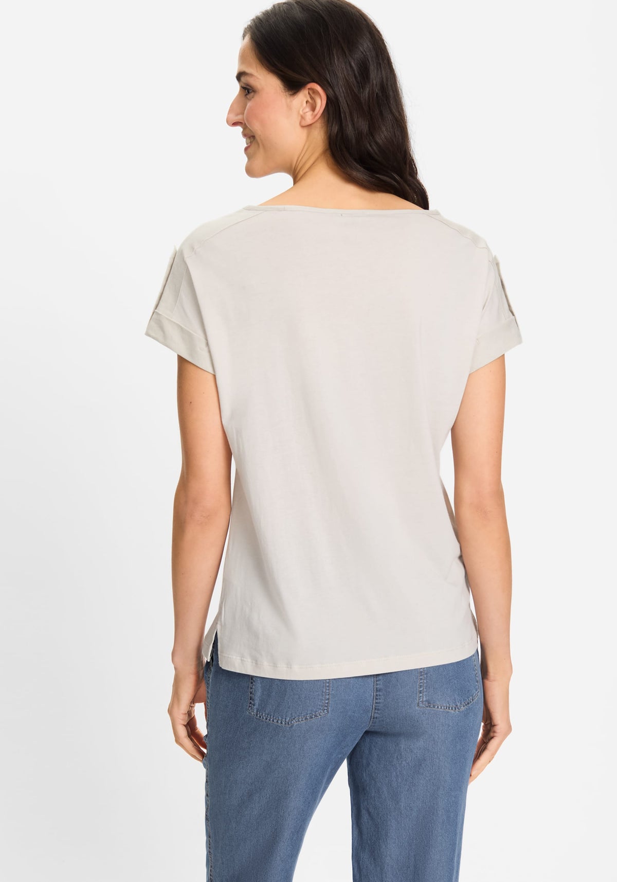 T-Shirt with Linen Patchwork