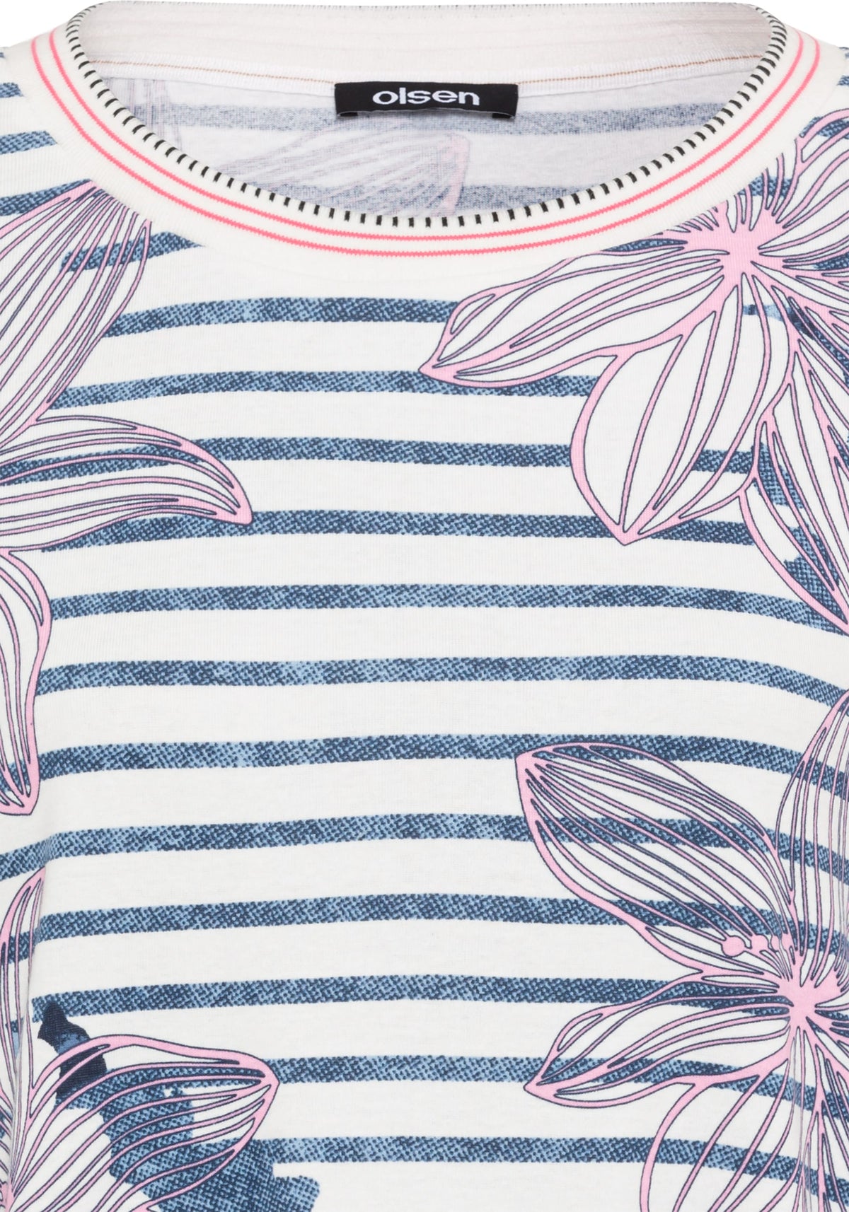 Floral and Stripe Print T-Shirt