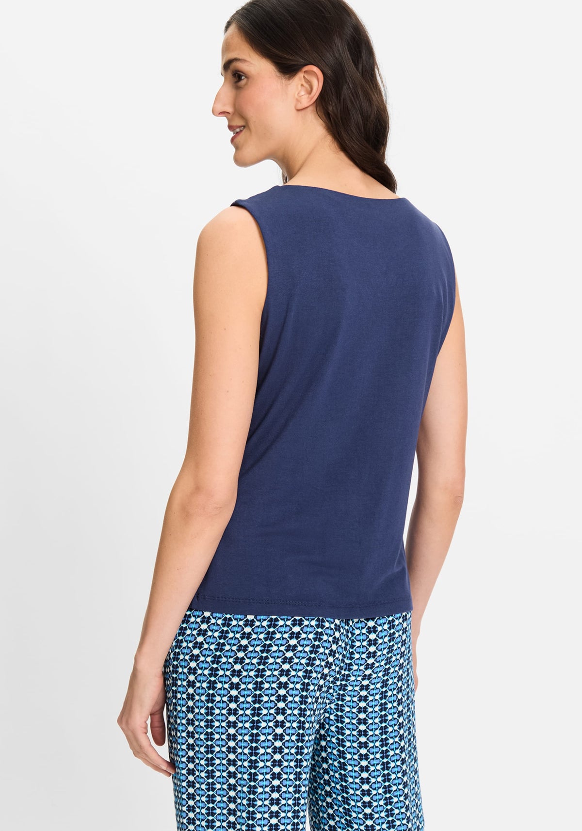 Shell with Pleated Neckline