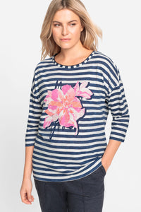 Stripe and Placement Print T-Shirt